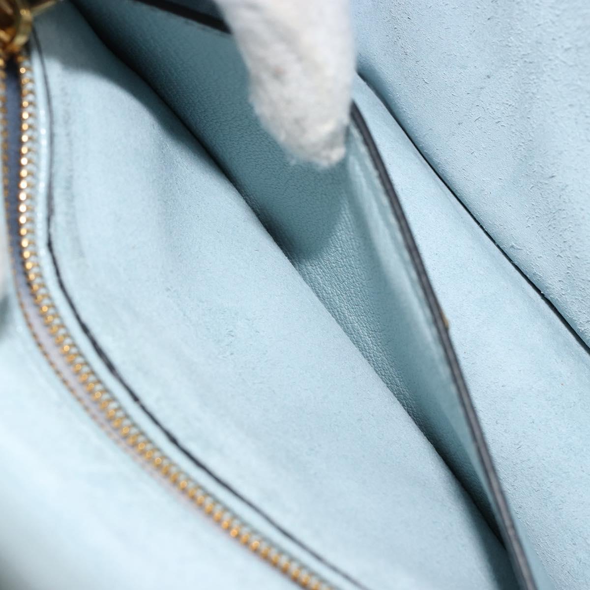 Miu Miu Shoulder Bag Leather Light Blue Gold Auth 183635M