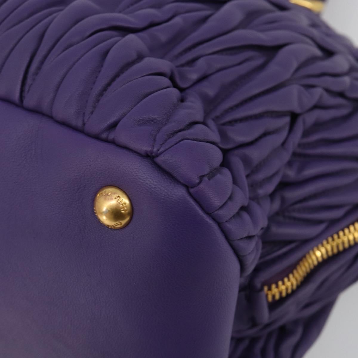 Miu Miu Matelasse Hand Bag Leather Purple Gold Auth 183636V