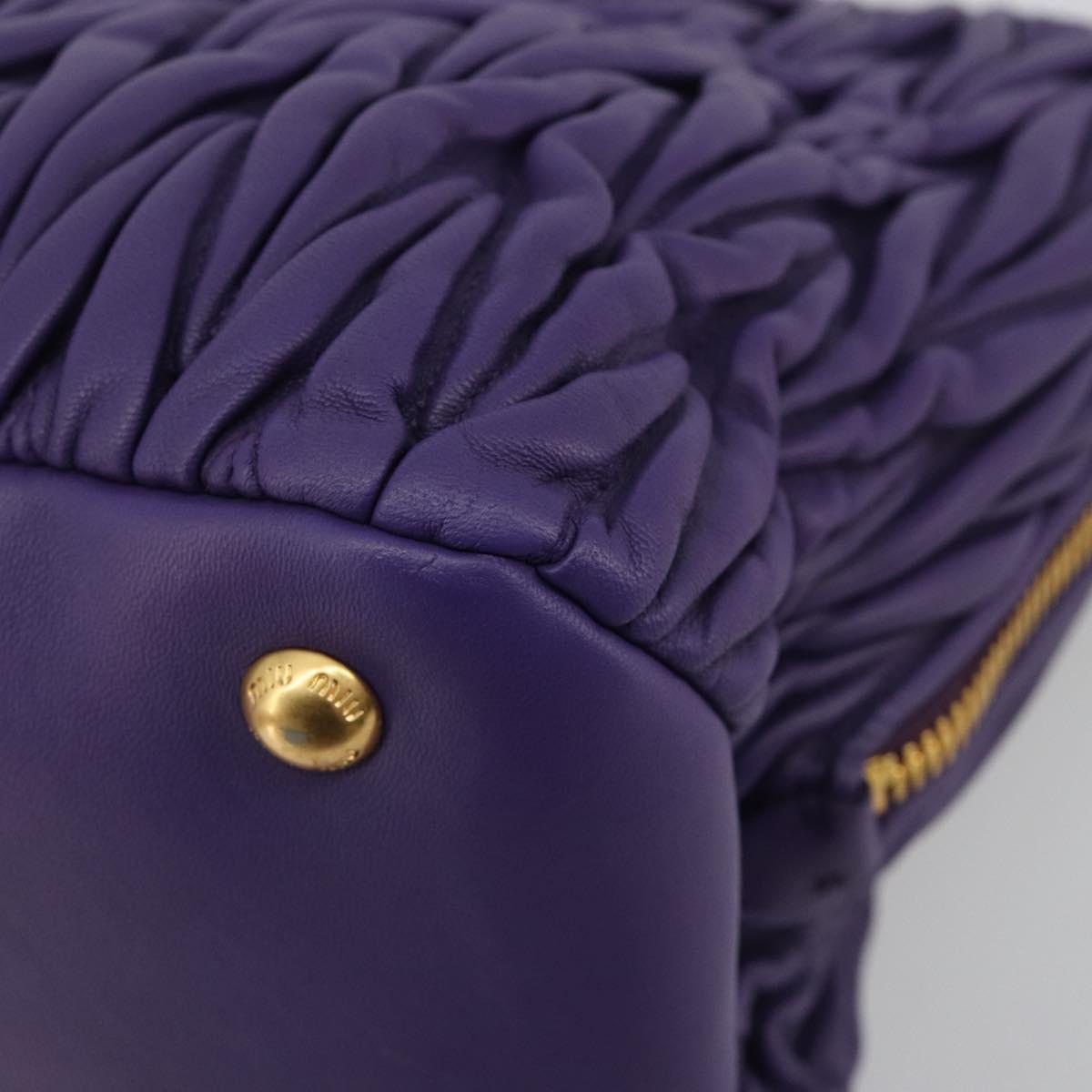Miu Miu Matelasse Hand Bag Leather Purple Gold Auth 183636V
