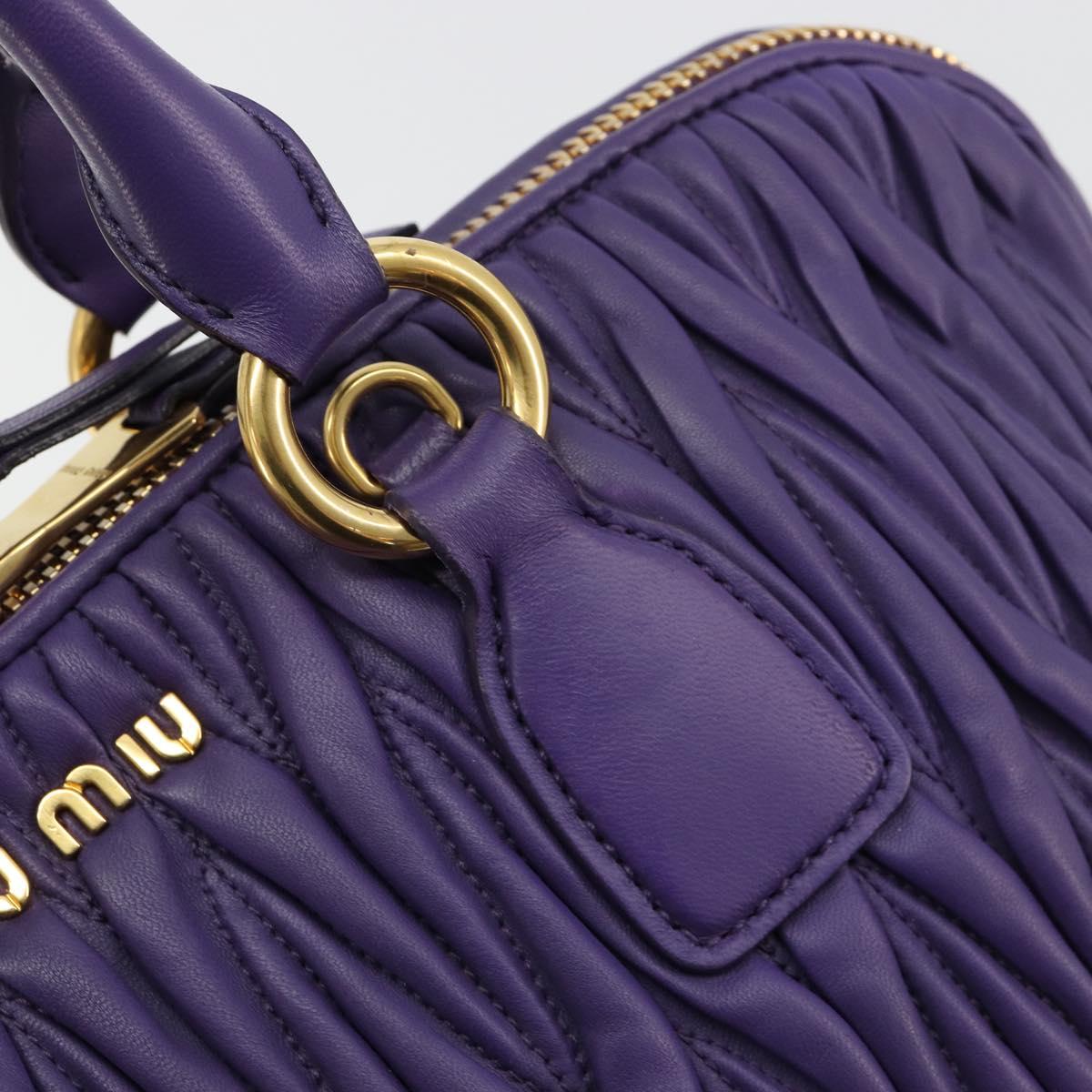 Miu Miu Matelasse Hand Bag Leather Purple Gold Auth 183636V