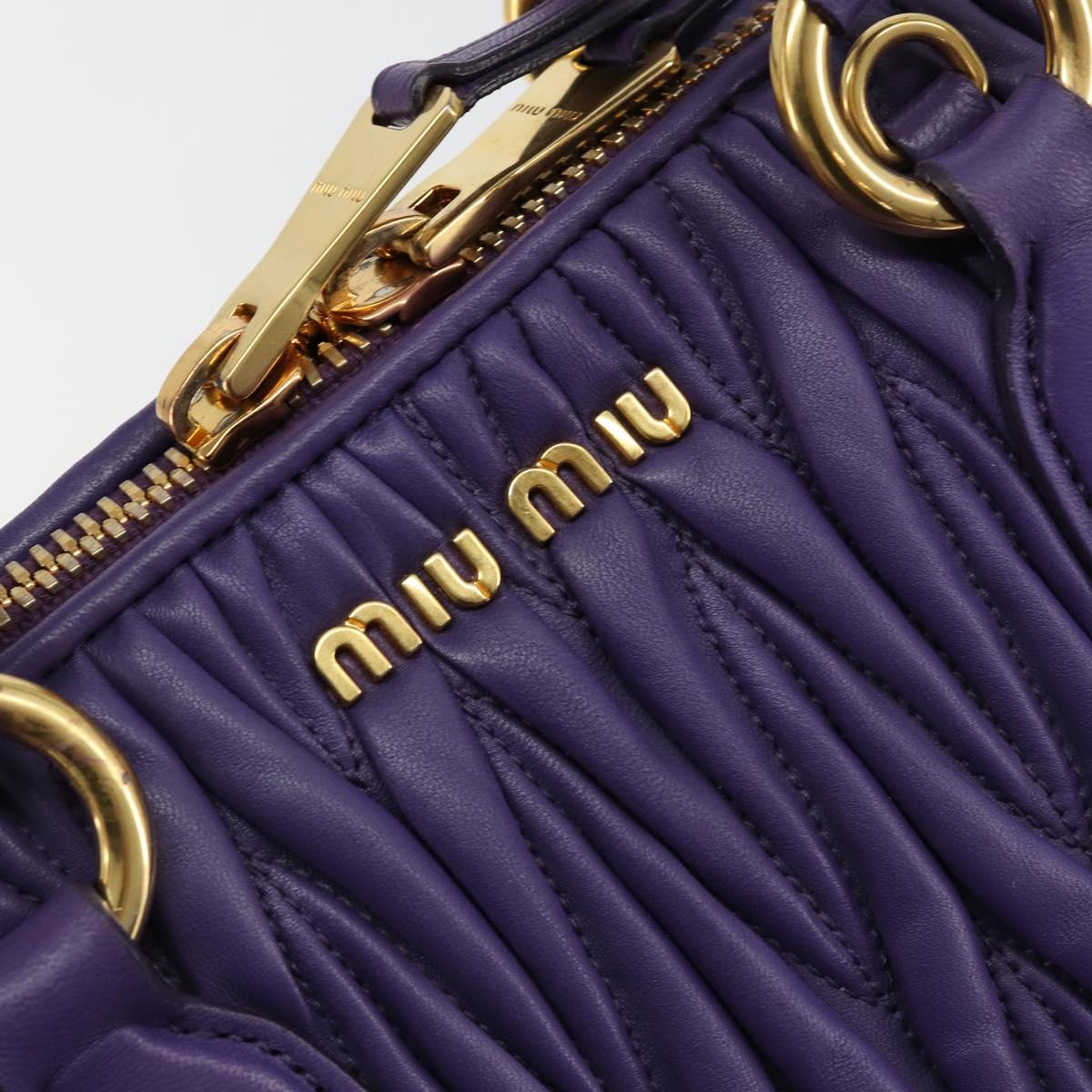 Miu Miu Matelasse Hand Bag Leather Purple Gold Auth 183636V
