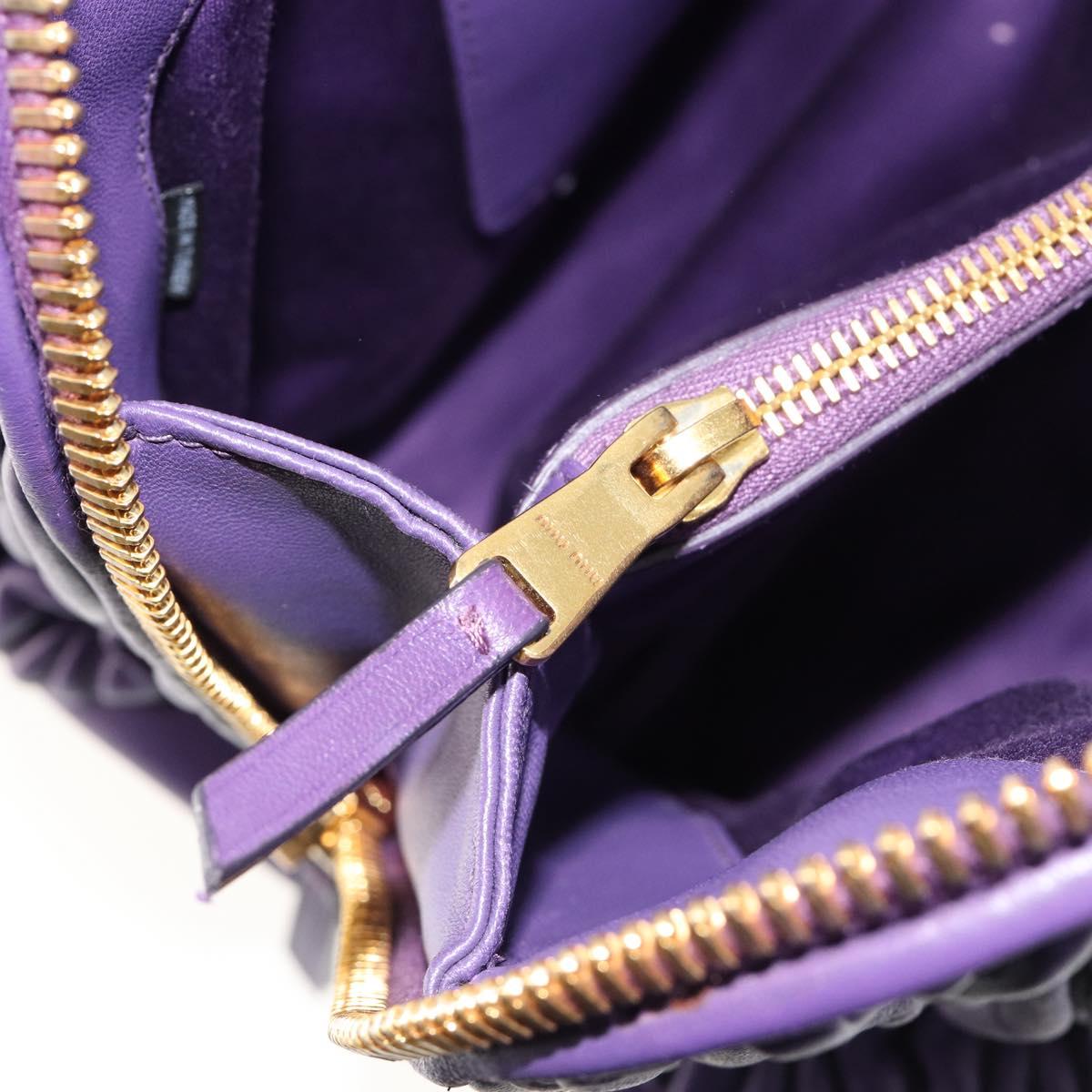 Miu Miu Matelasse Hand Bag Leather Purple Gold Auth 183636V