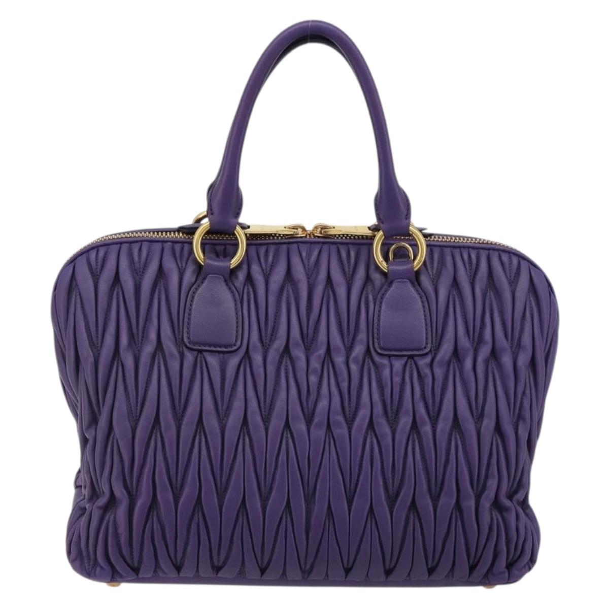 Miu Miu Matelasse Hand Bag Leather Purple Gold Auth 183636V