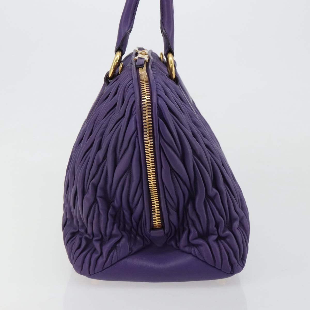 Miu Miu Matelasse Hand Bag Leather Purple Gold Auth 183636V
