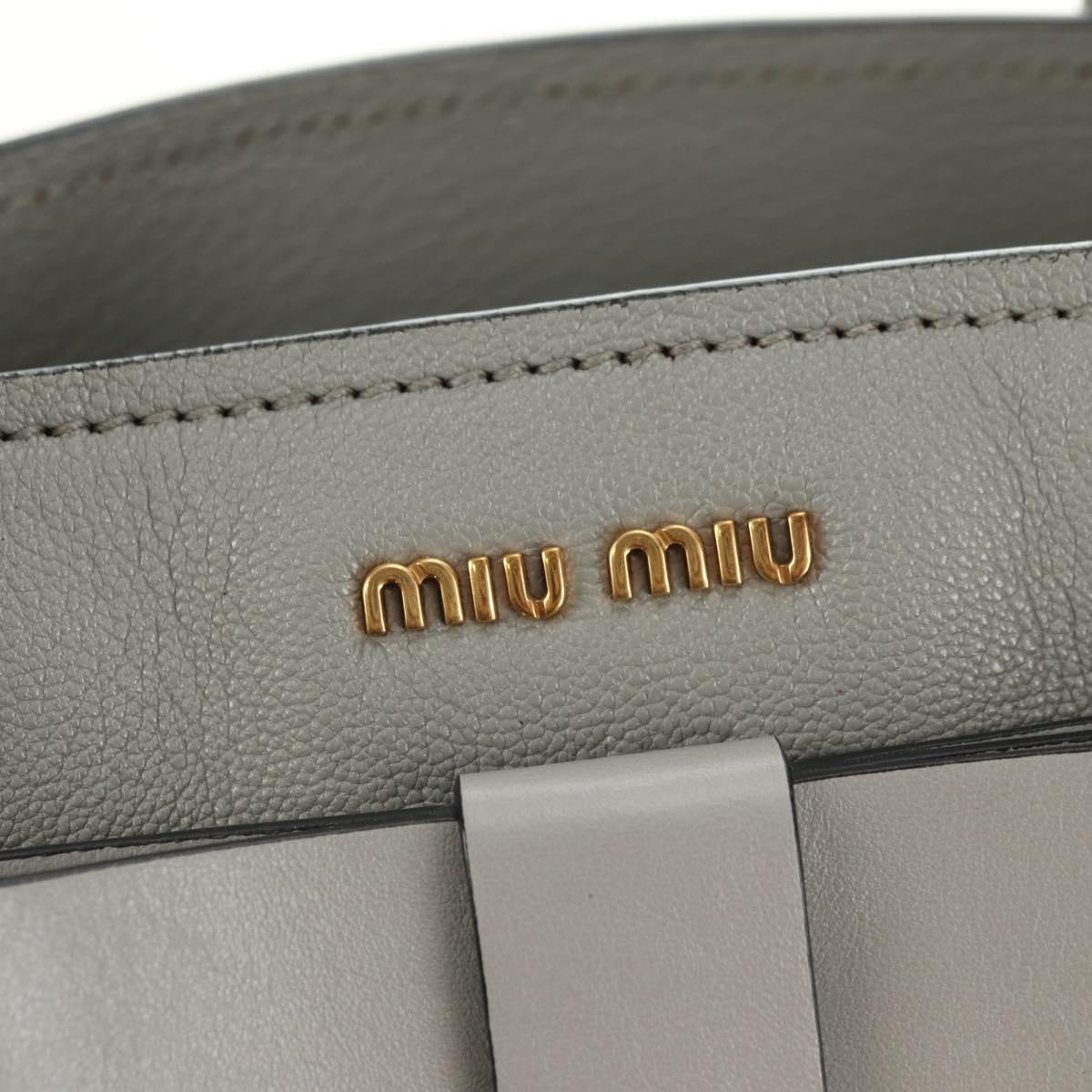Miu Miu Hand Bag Leather Gray Gold Auth 183637V