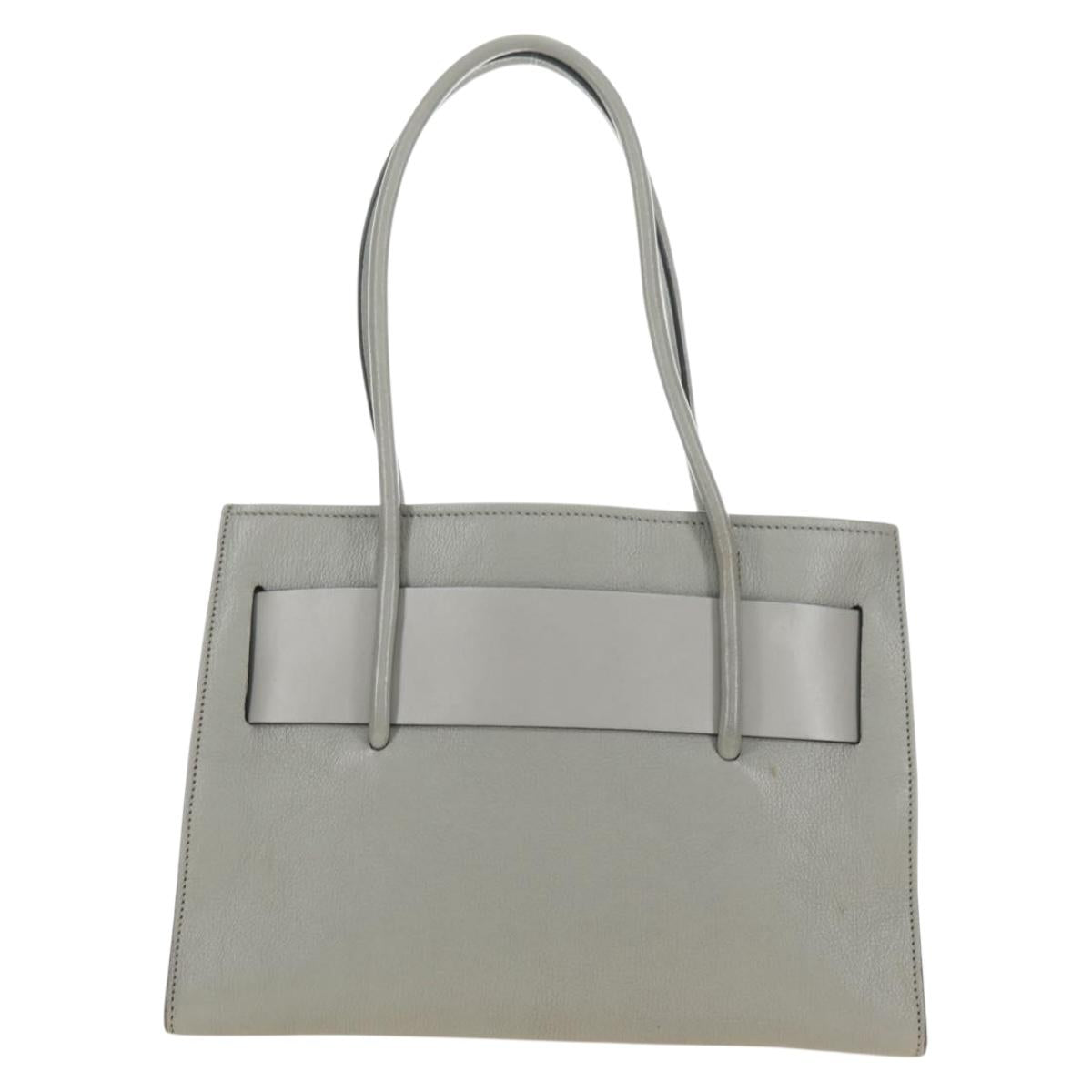 Miu Miu Hand Bag Leather Gray Gold Auth 183637V