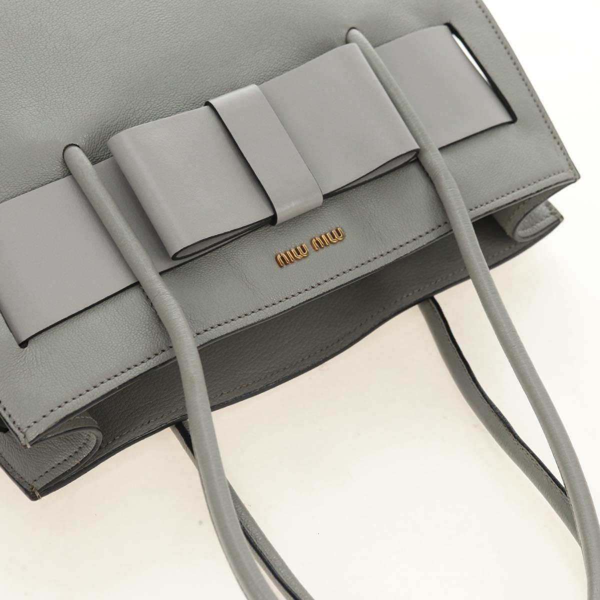 Miu Miu Hand Bag Leather Gray Gold Auth 183637V