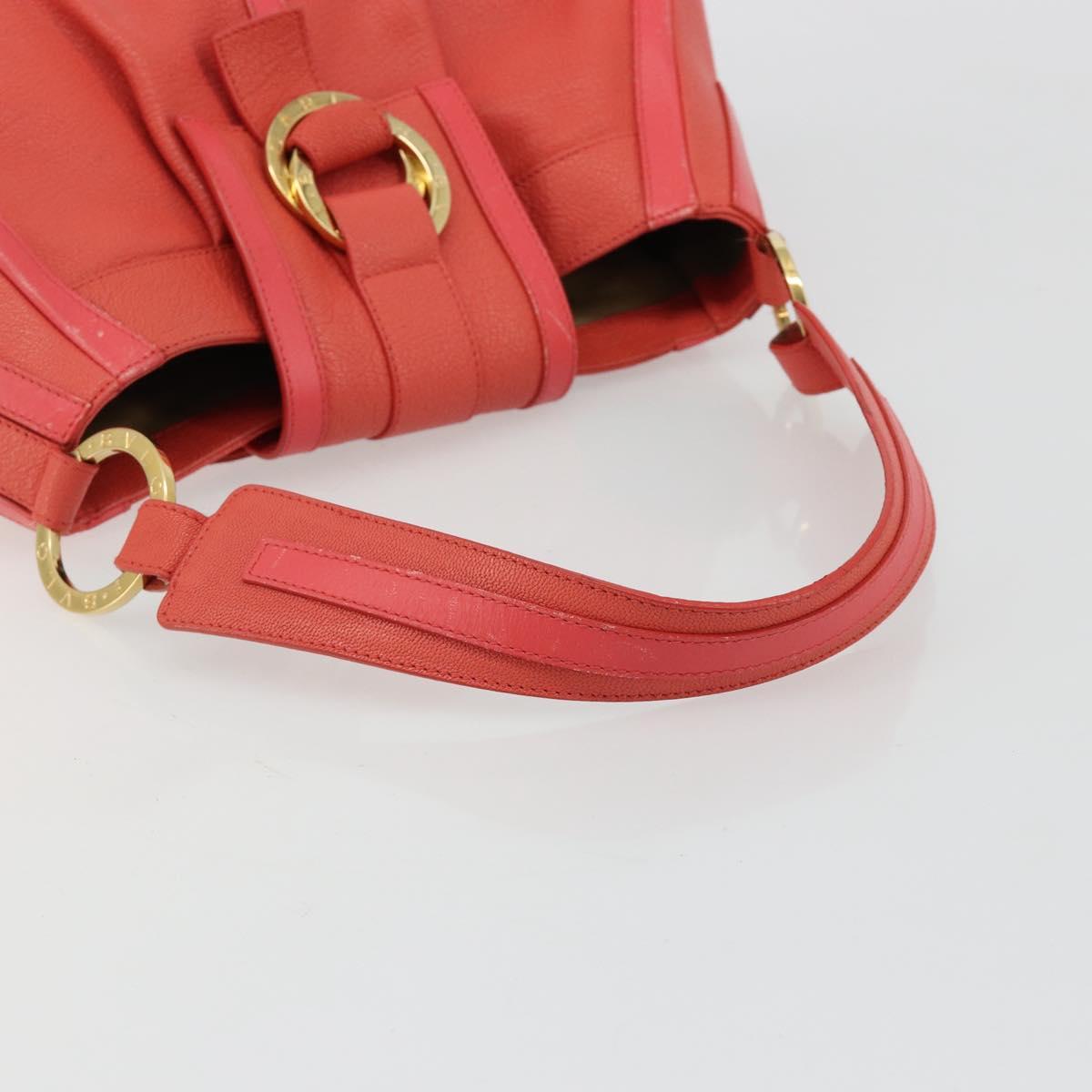 BVLGARI Hand Bag Leather Pink Gold Auth 183638A