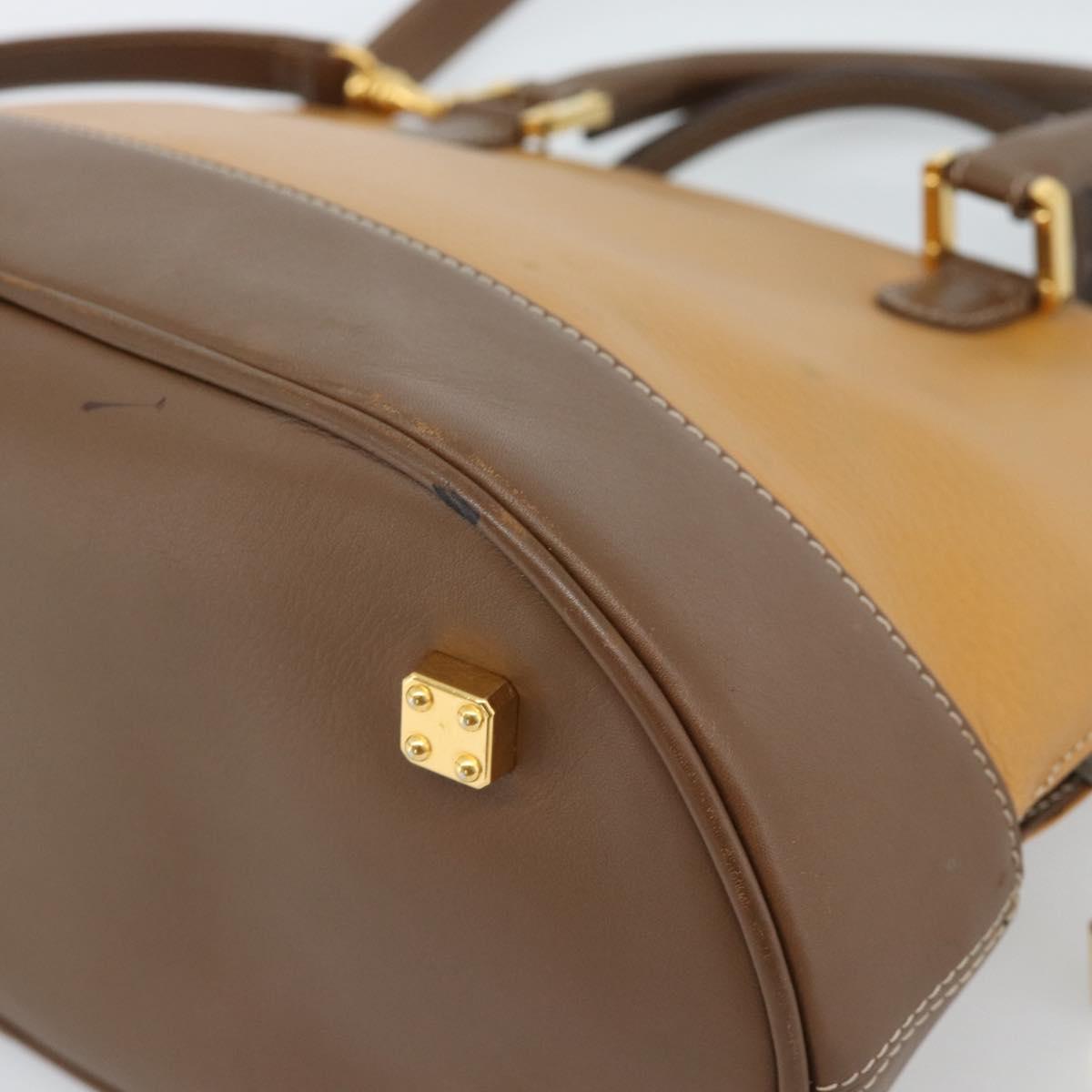 LOEWE Hand Bag Leather 2way Brown Gold Auth 183640