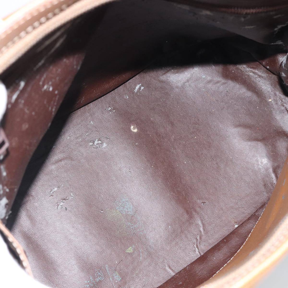LOEWE Hand Bag Leather 2way Brown Gold Auth 183640