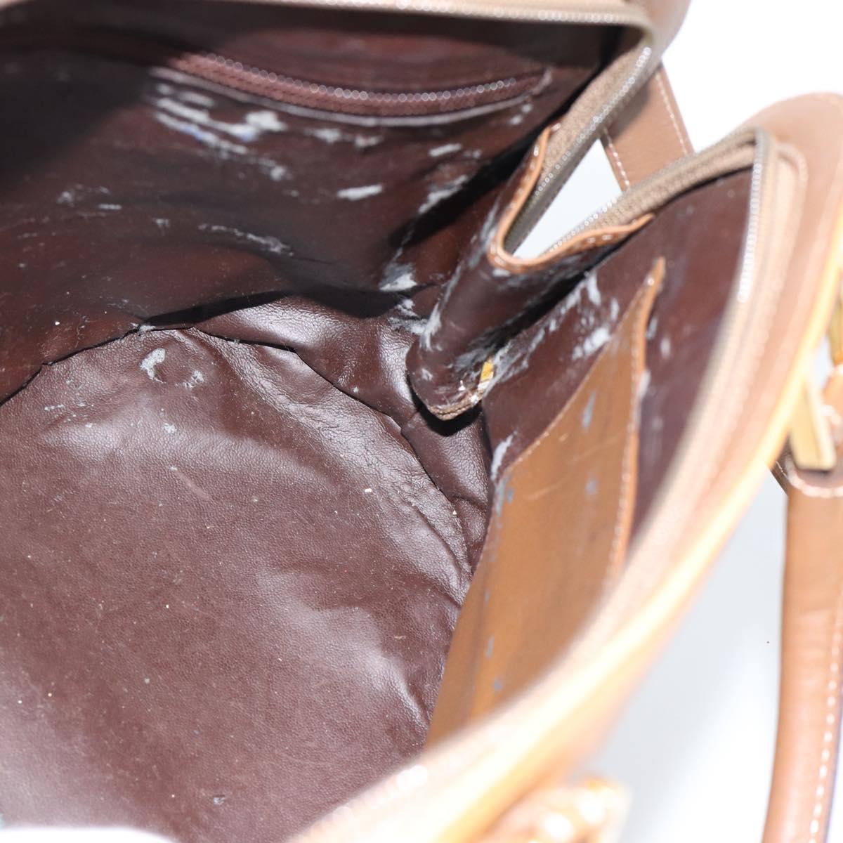 LOEWE Hand Bag Leather 2way Brown Gold Auth 183640