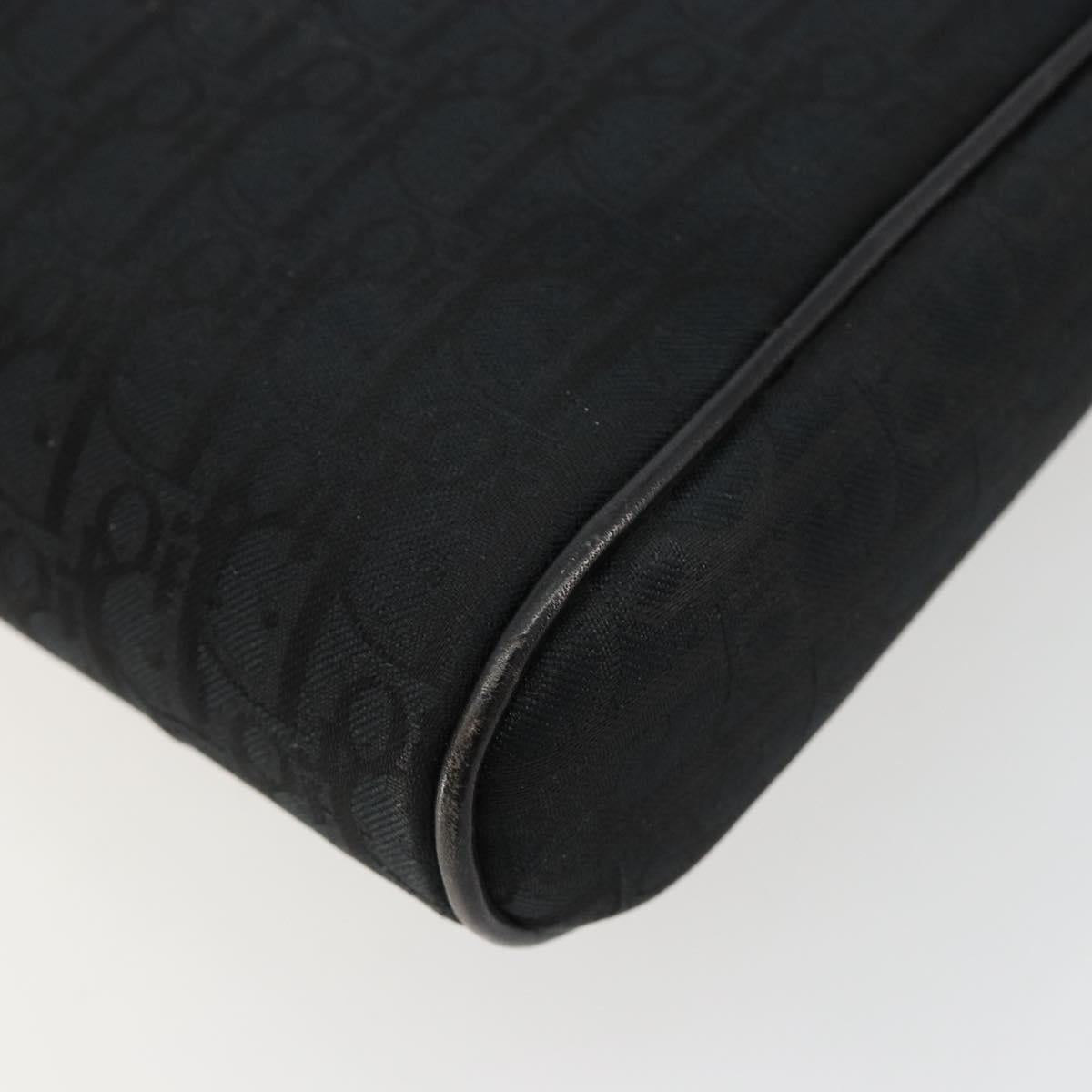 Christian Dior Trotter Canvas Shoulder Bag Black Gold Auth 183642