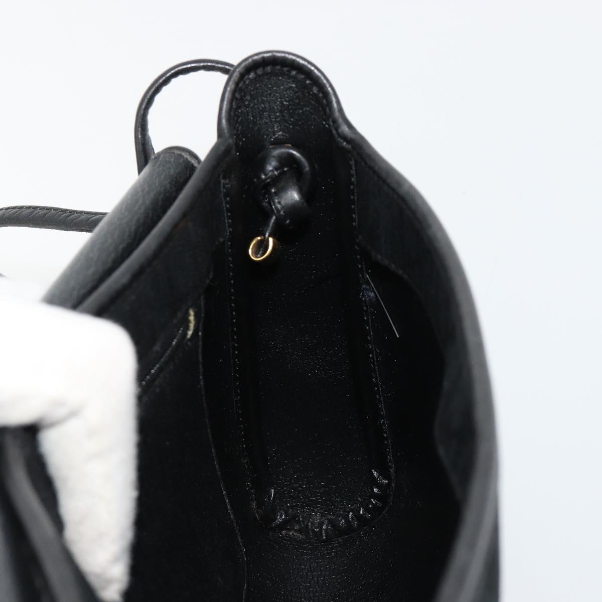 Christian Dior Trotter Canvas Shoulder Bag Black Gold Auth 183642