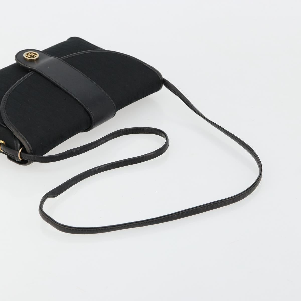 Christian Dior Trotter Canvas Shoulder Bag Black Gold Auth 183642