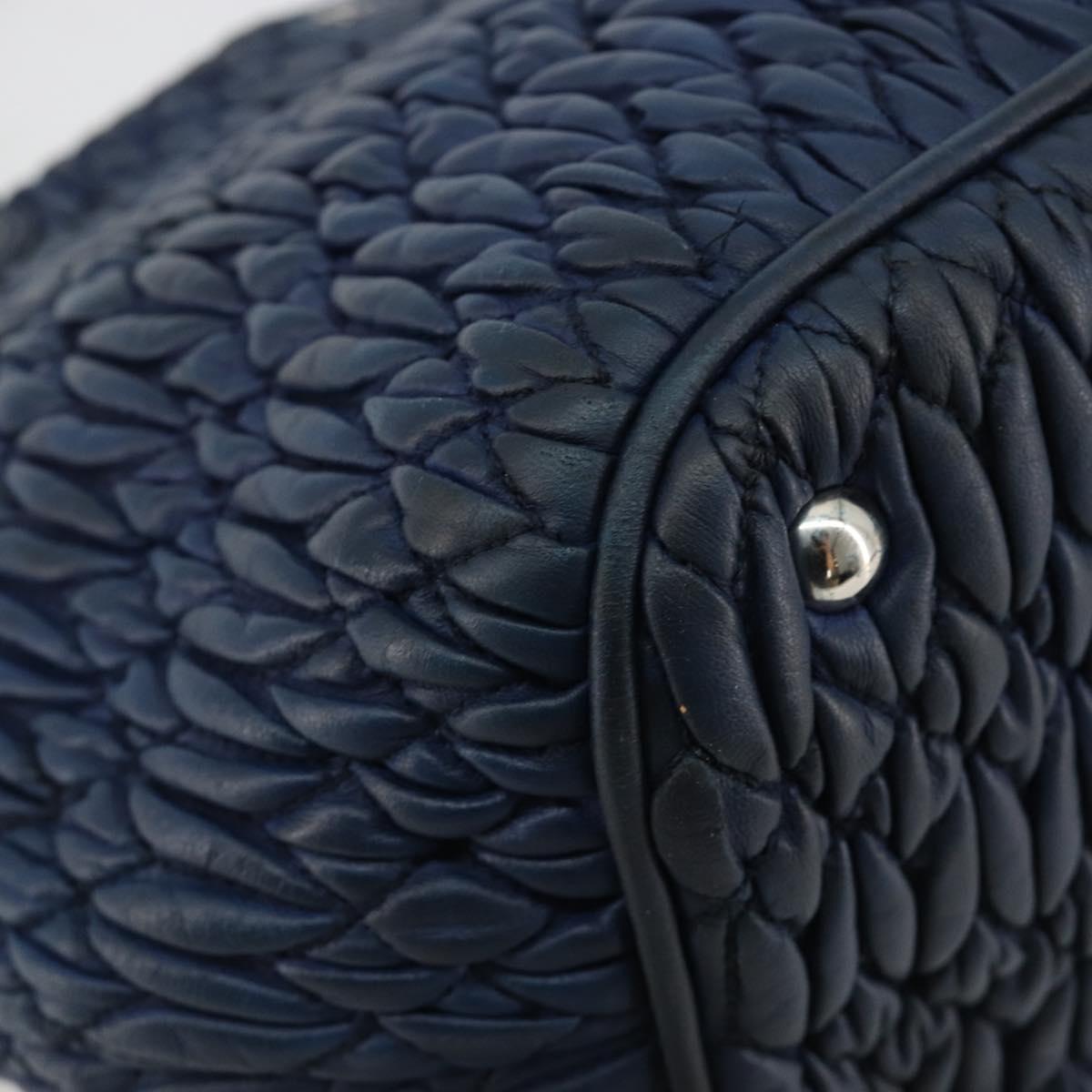 Miu Miu Matelasse Hand Bag Leather Blue Silver Auth 183646A