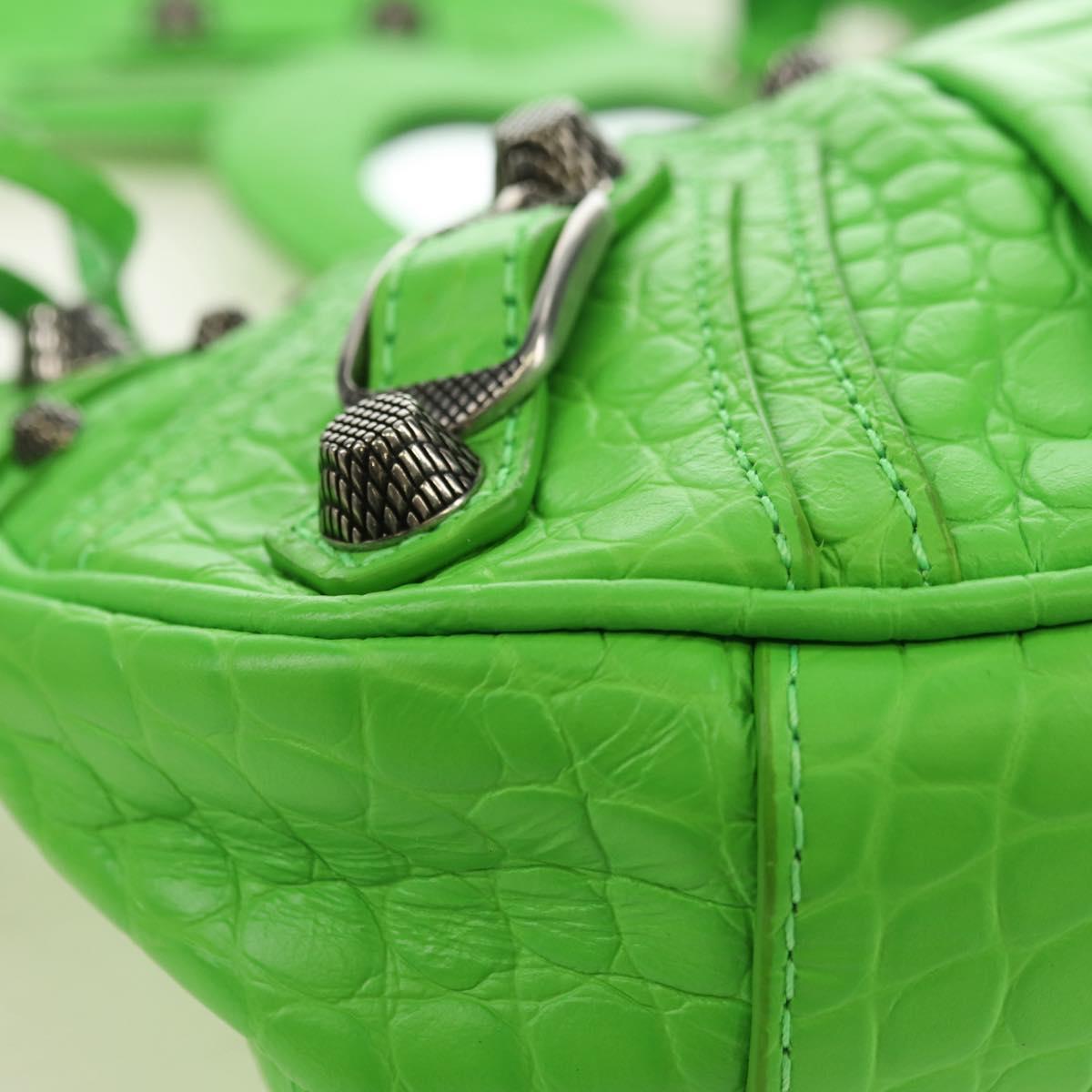 BALENCIAGA LE CAGOLE XS Hand Bag Leather Green 671309 Auth 183647SAM