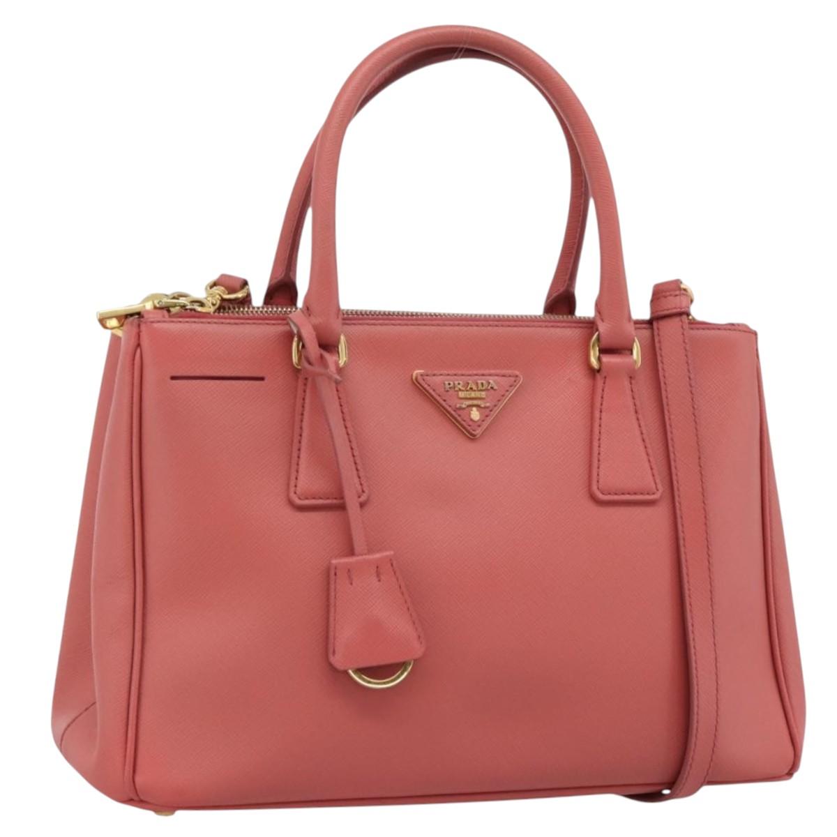 PRADA Galleria Hand Bag Safiano Leather 2way Pink Gold Auth 183648V