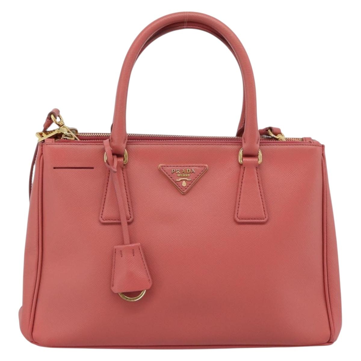 PRADA Galleria Hand Bag Safiano Leather 2way Pink Gold Auth 183648V