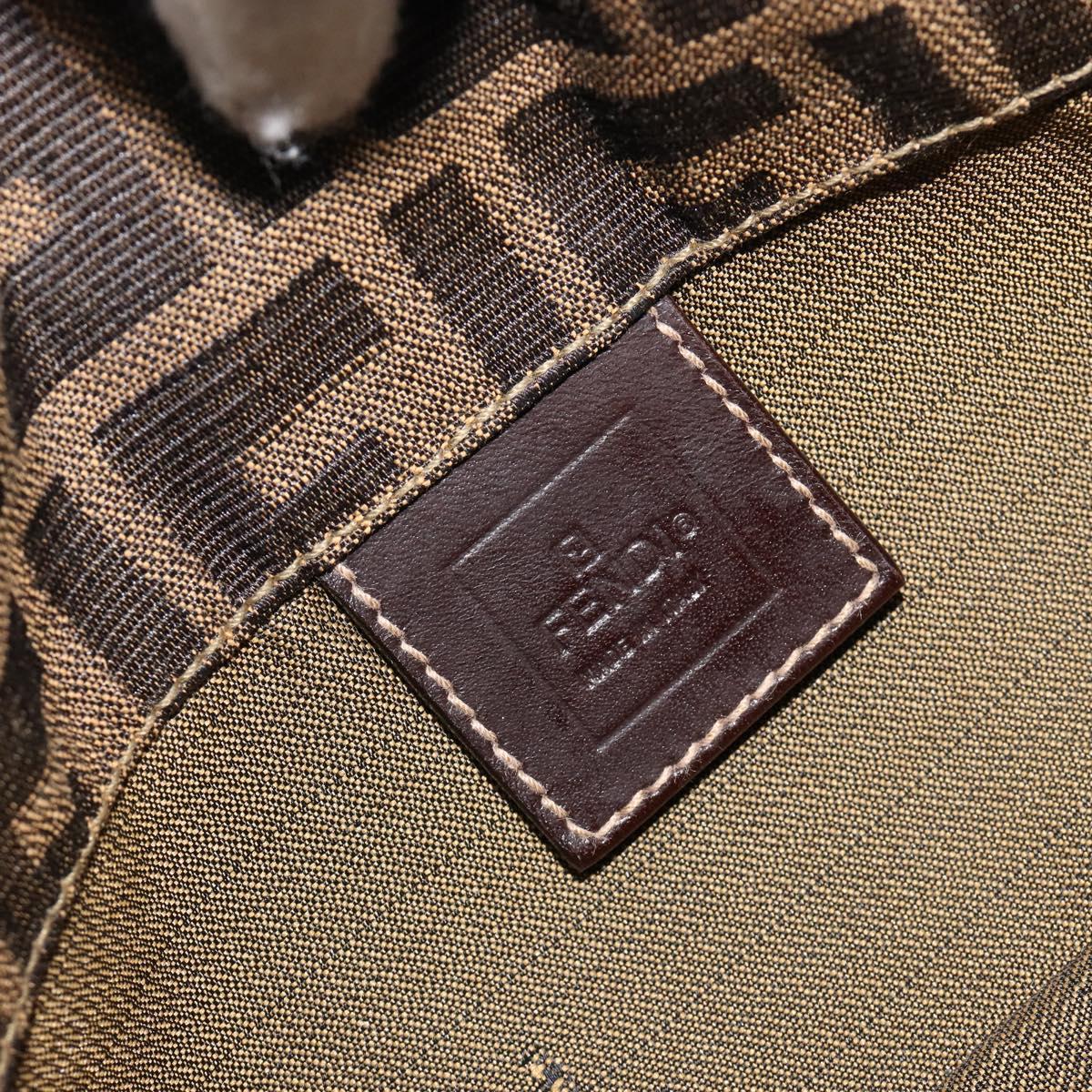 FENDI Zucca Canvas Mamma Baguette Shoulder Bag Black Brown Auth 183649SAV