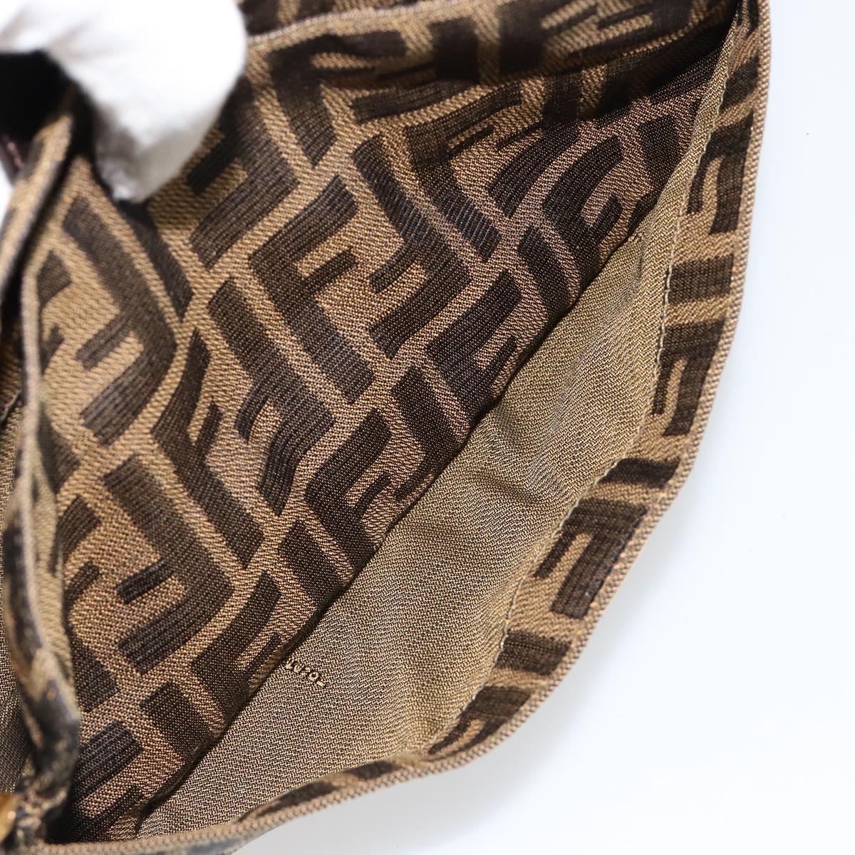 FENDI Zucca Canvas Mamma Baguette Shoulder Bag Black Brown Auth 183649SAV