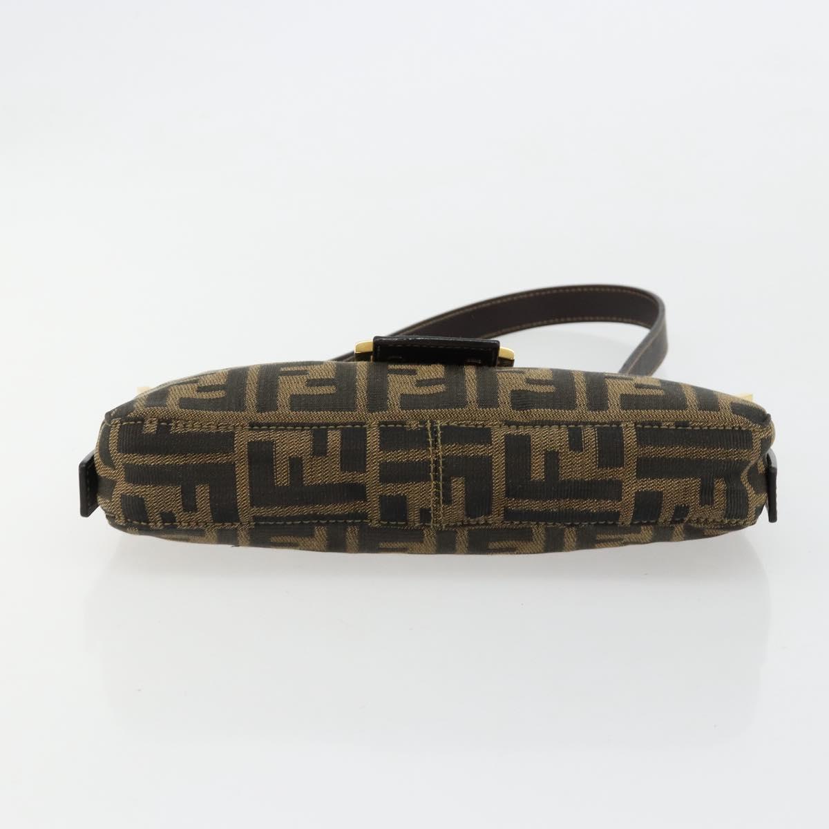 FENDI Zucca Canvas Mamma Baguette Shoulder Bag Black Brown Auth 183649SAV