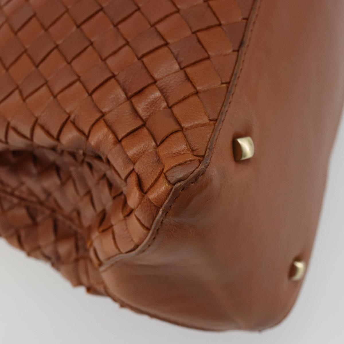 BOTTEGA VENETA INTRECCIATO Tote Bag Leather Brown Gold Auth 183650A
