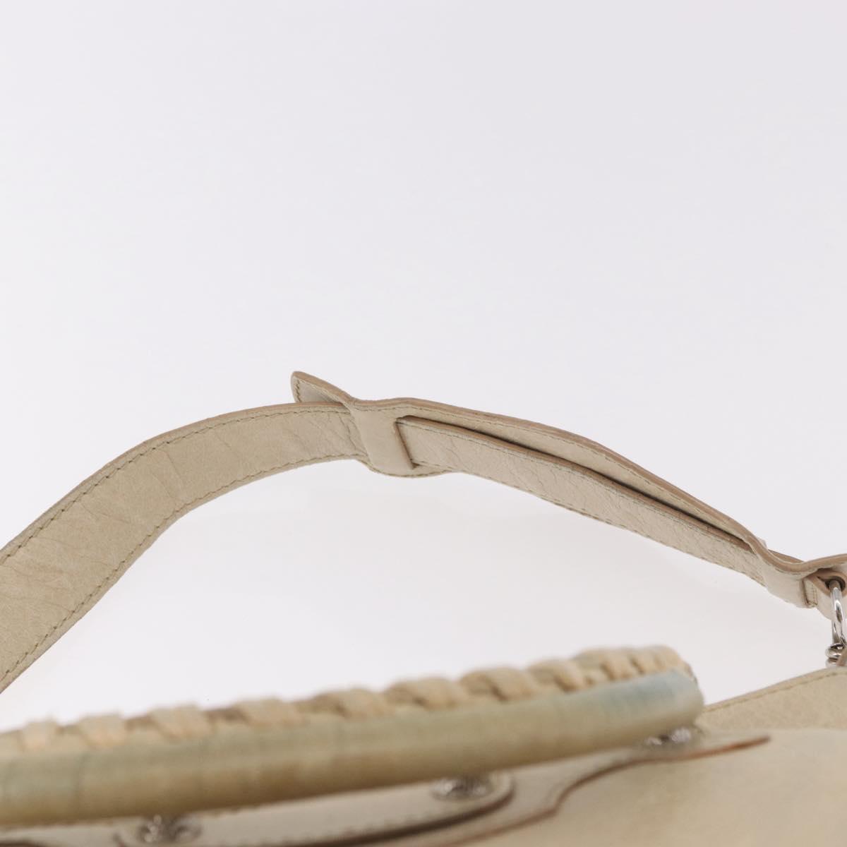 BALENCIAGA The First Hand Bag Leather 2way Beige Silver 240577 Auth 183652V
