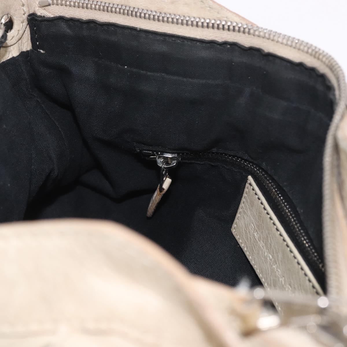 BALENCIAGA The First Hand Bag Leather 2way Beige Silver 240577 Auth 183652V