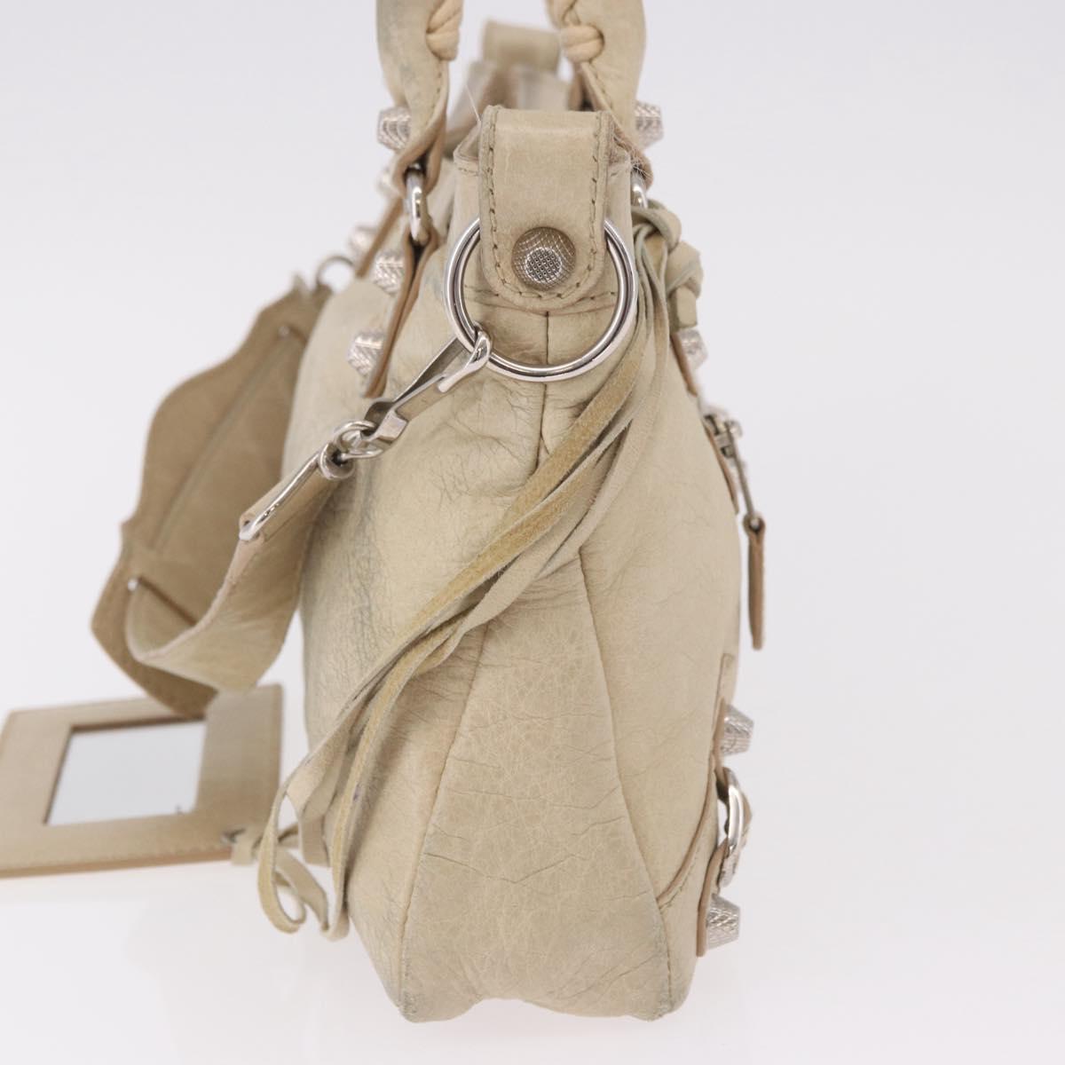 BALENCIAGA The First Hand Bag Leather 2way Beige Silver 240577 Auth 183652V