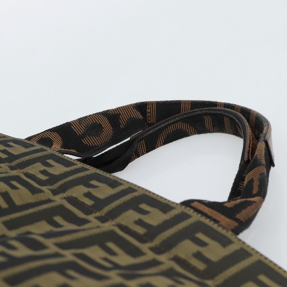 FENDI Zucca Canvas Hand Bag Black Brown Auth 183655