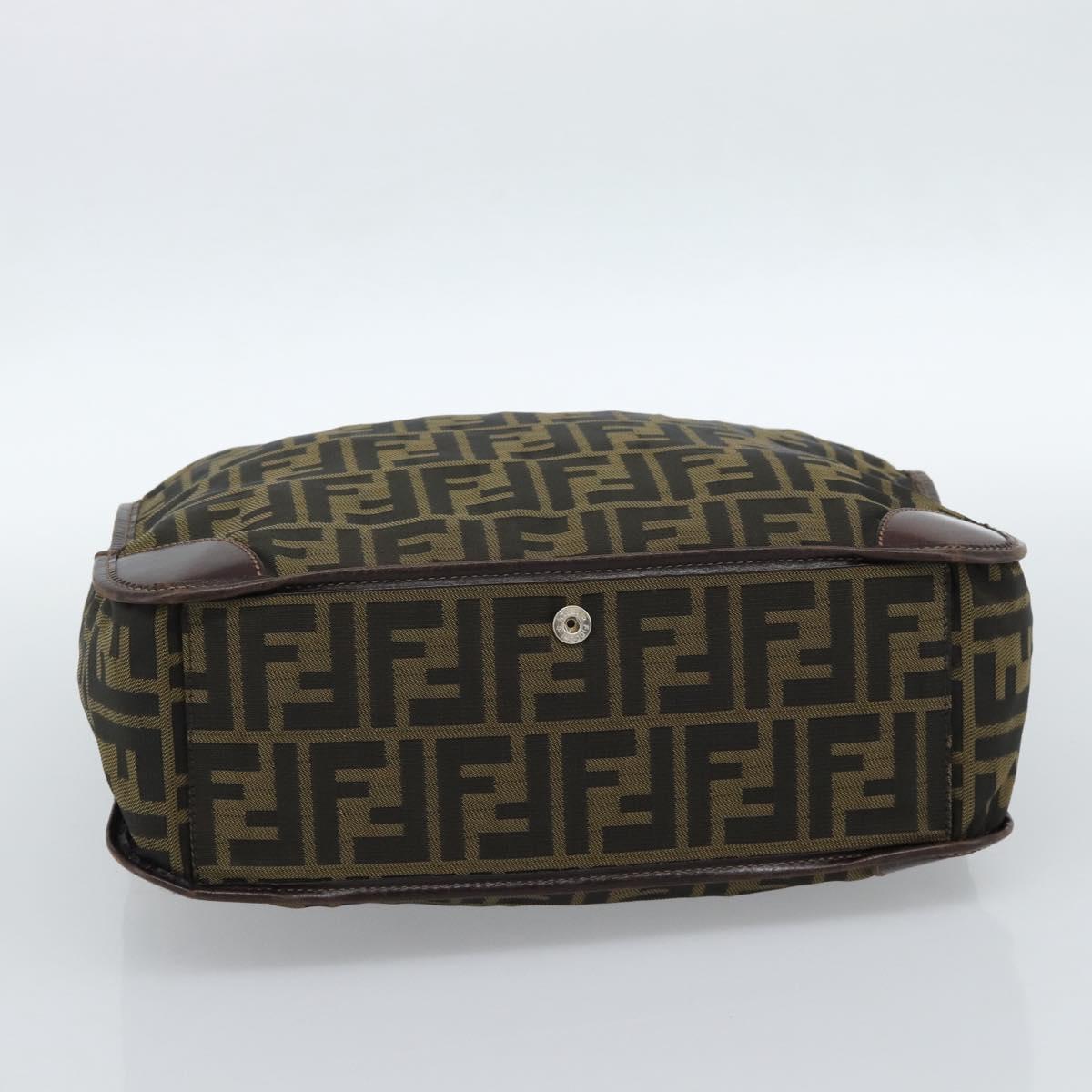 FENDI Zucca Canvas Hand Bag Black Brown Auth 183655