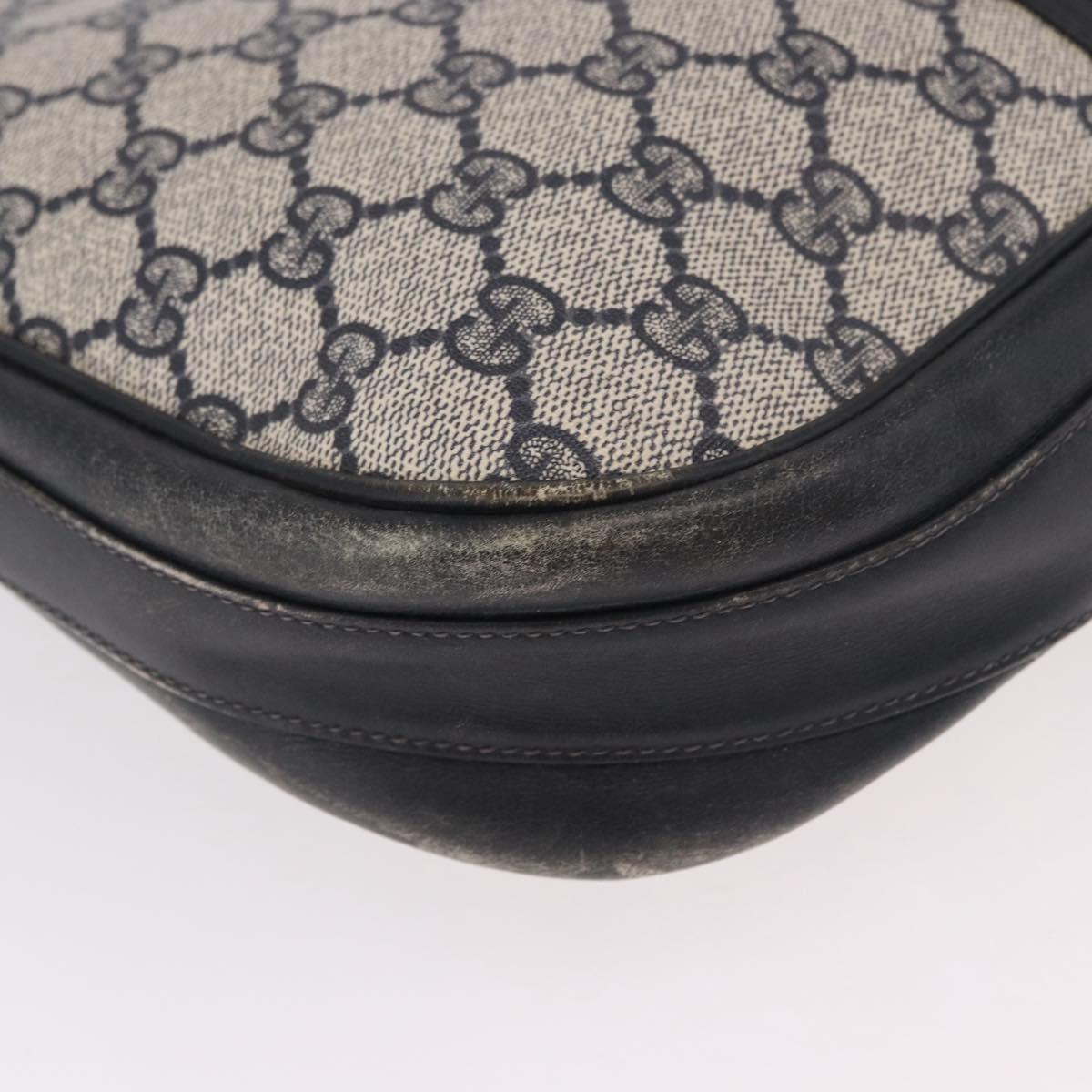 GUCCI GG Supreme Sherry Line Shoulder Bag PVC Navy Gold Auth 183657