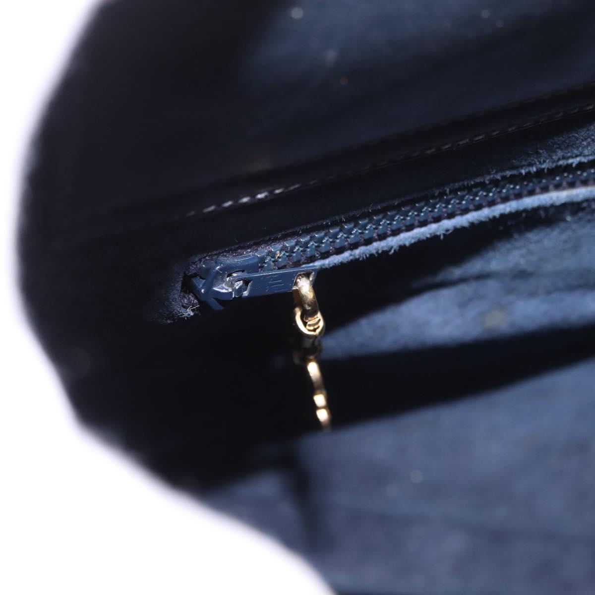 GUCCI GG Supreme Sherry Line Shoulder Bag PVC Navy Gold Auth 183657