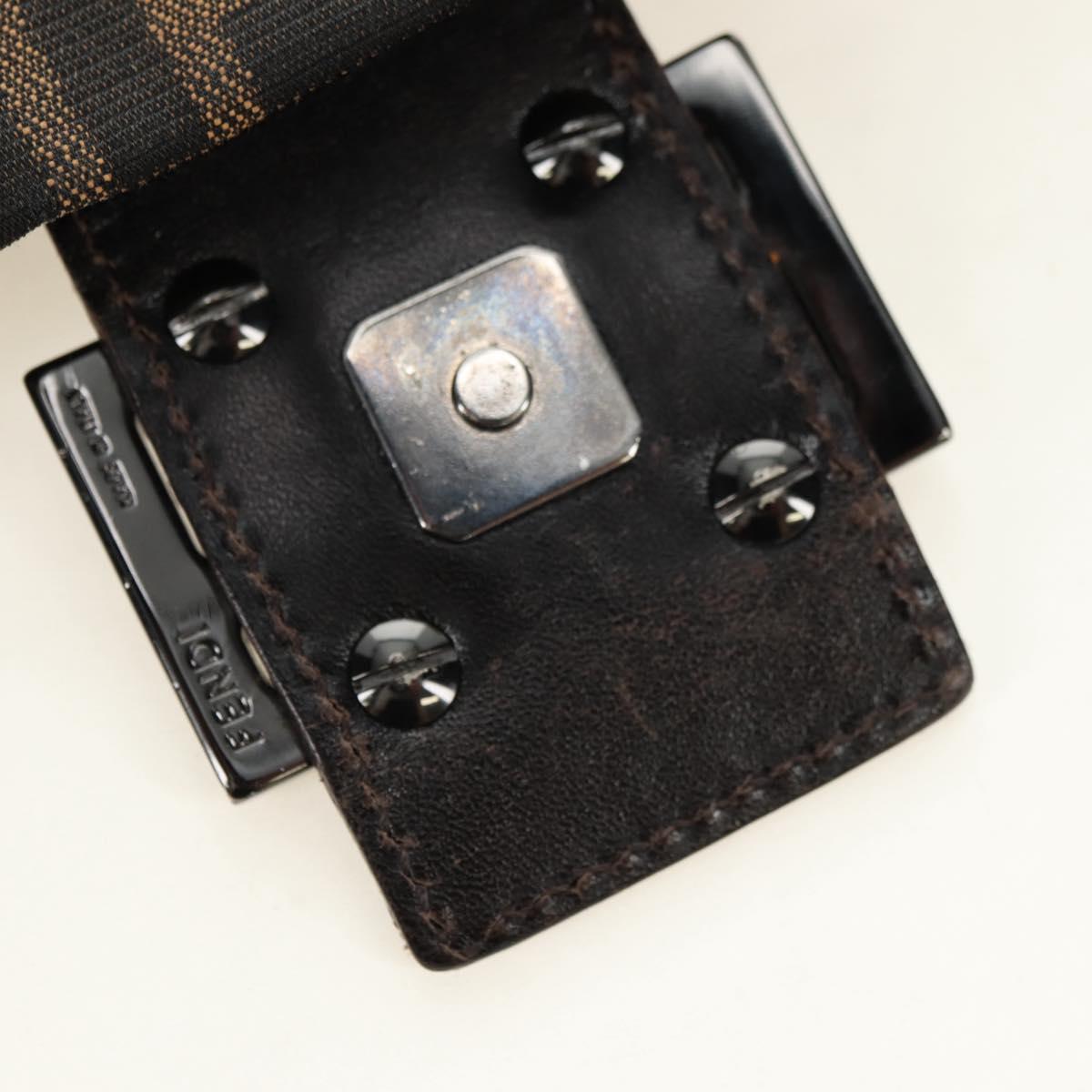 FENDI Zucca Canvas Shoulder Bag Black Brown Auth 183663V