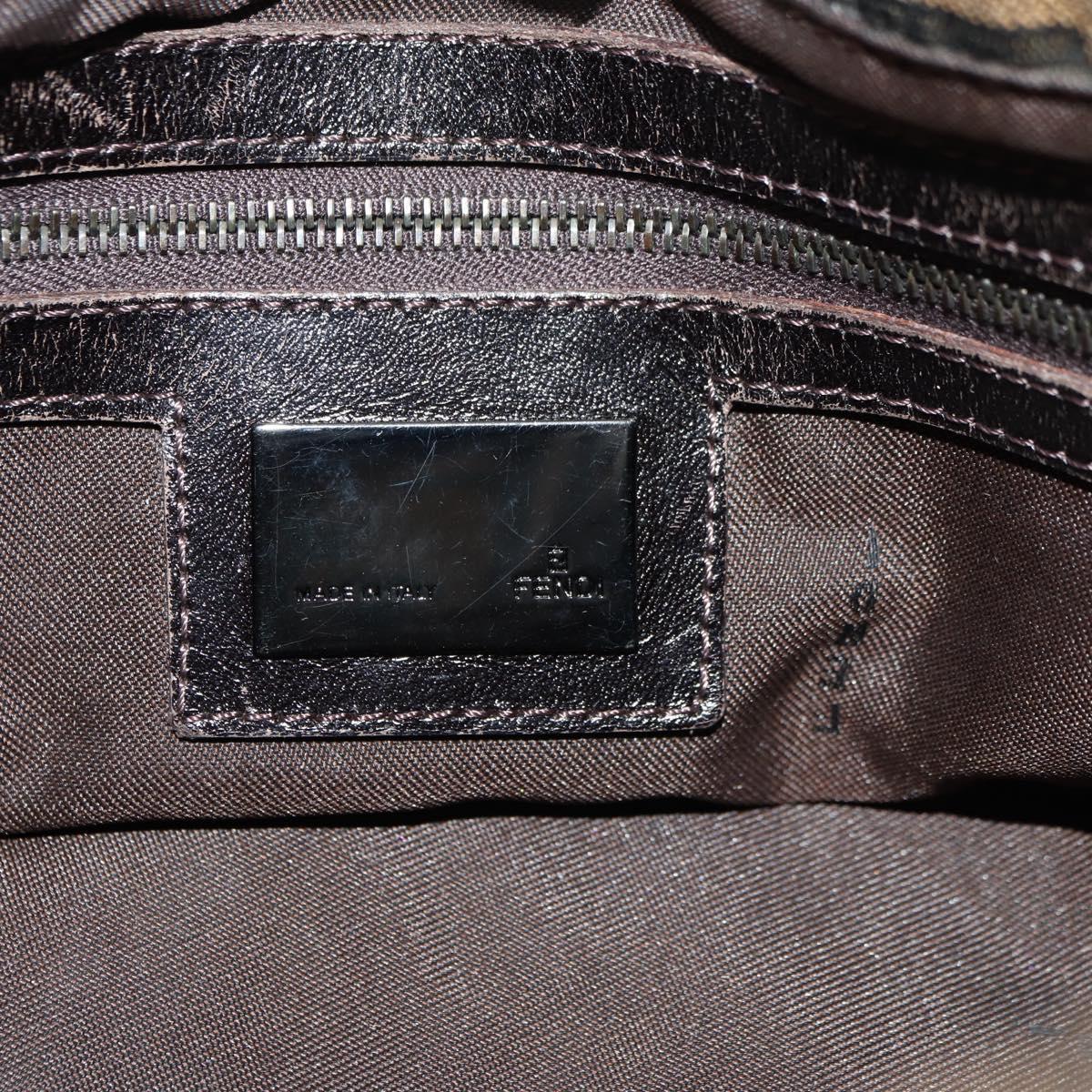 FENDI Zucca Canvas Shoulder Bag Black Brown Auth 183663V