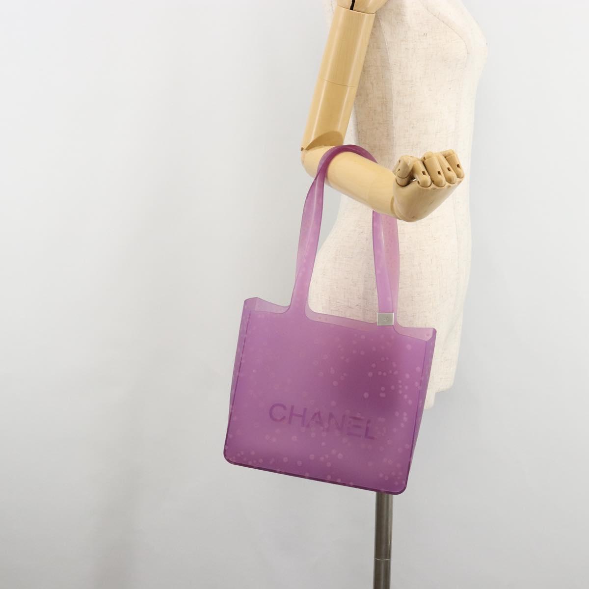 CHANEL Tote Bag Rubber Purple CC Auth 183664