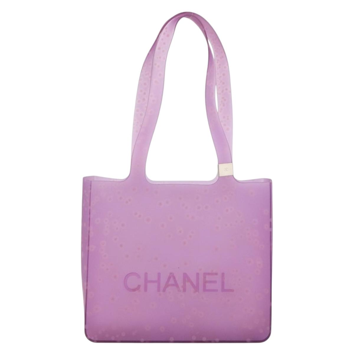CHANEL Tote Bag Rubber Purple CC Auth 183664