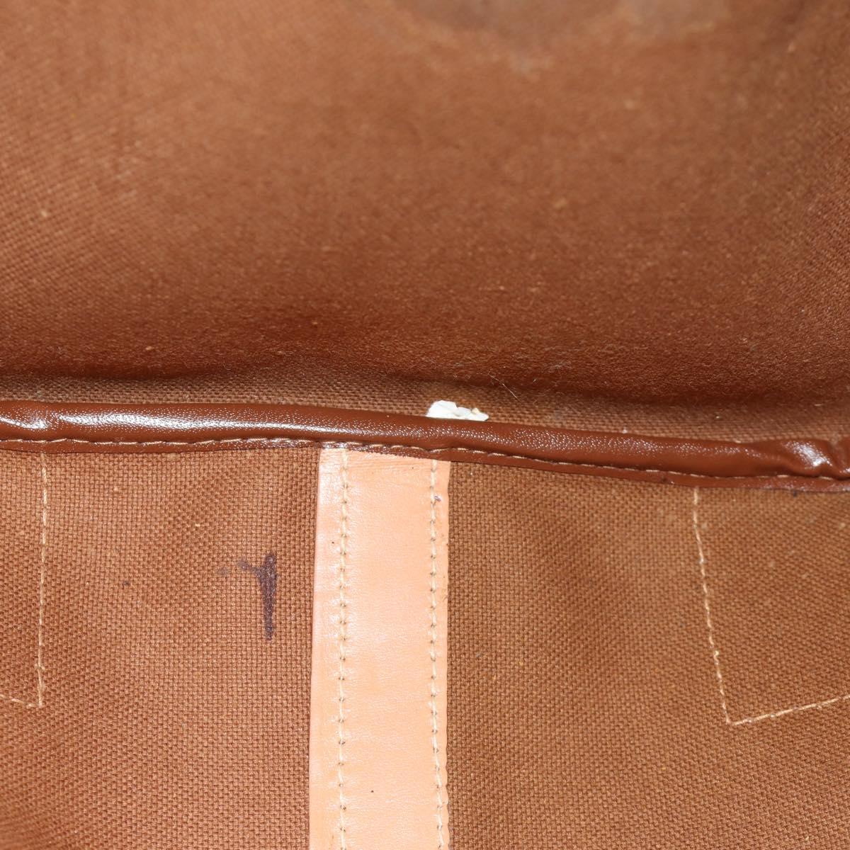 CELINE Macadam Canvas Boston Bag PVC Leather Brown Gold Auth 183666V