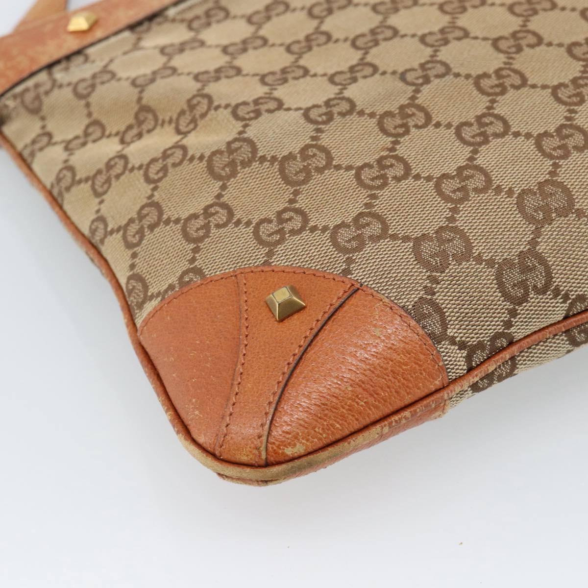 GUCCI GG Canvas Shoulder Bag Beige Gold 120893 Auth 183669