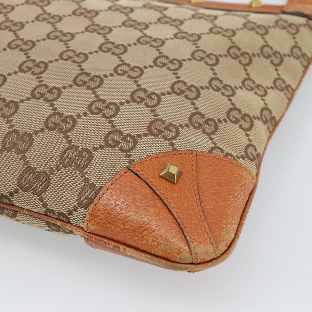 GUCCI GG Canvas Shoulder Bag Beige Gold 120893 Auth 183669