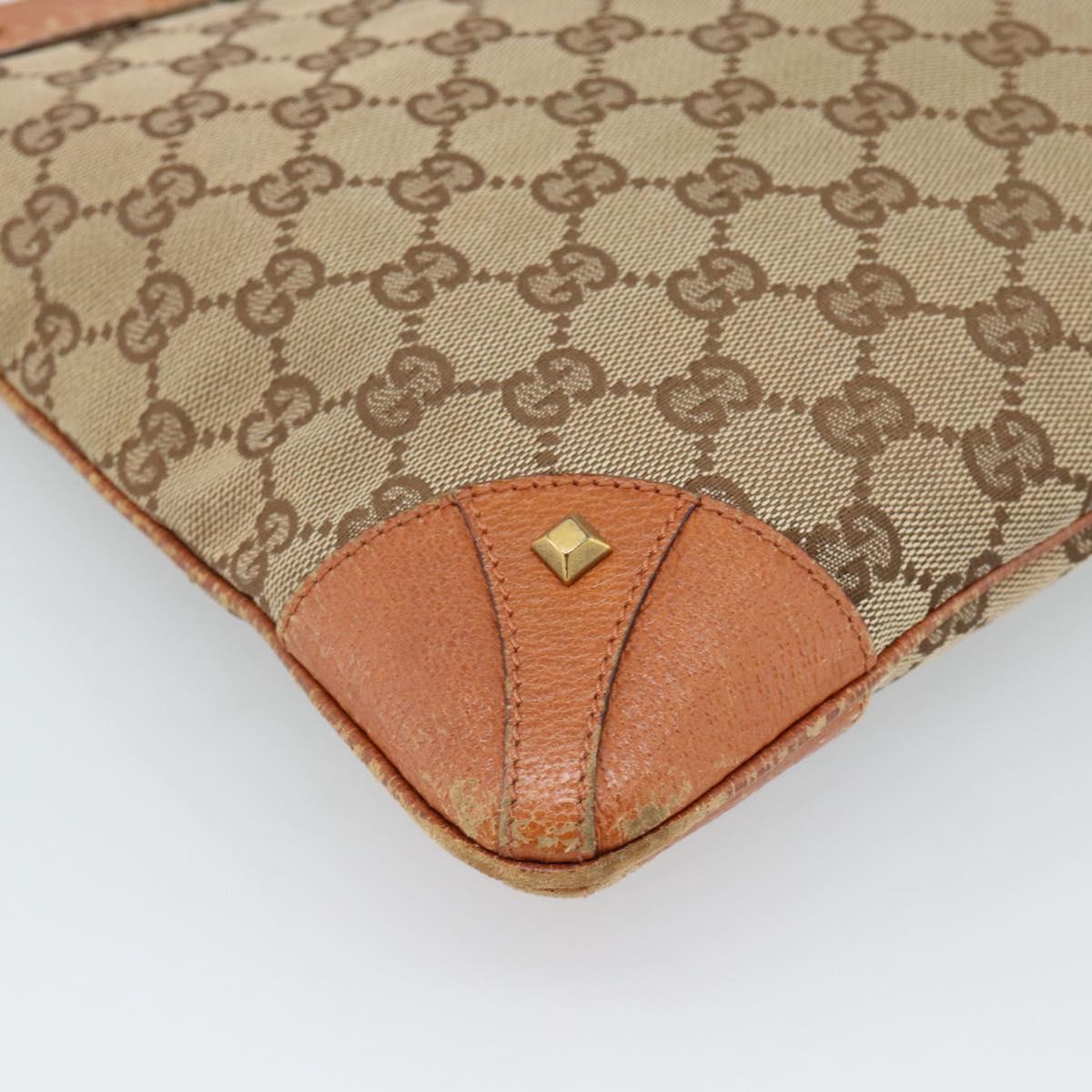 GUCCI GG Canvas Shoulder Bag Beige Gold 120893 Auth 183669