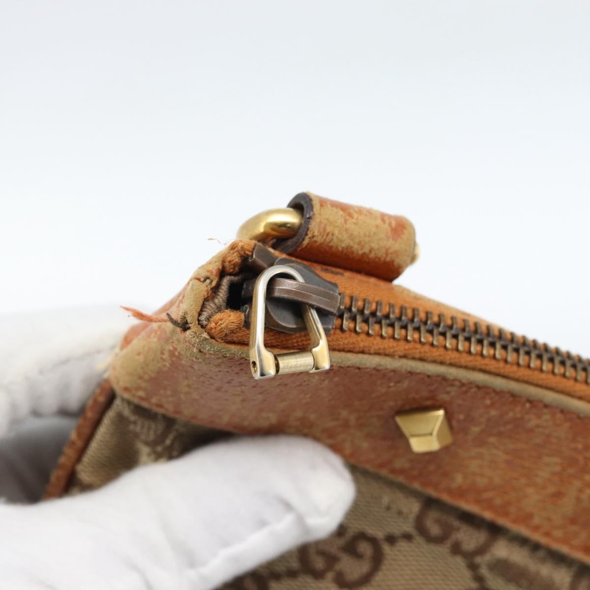GUCCI GG Canvas Shoulder Bag Beige Gold 120893 Auth 183669