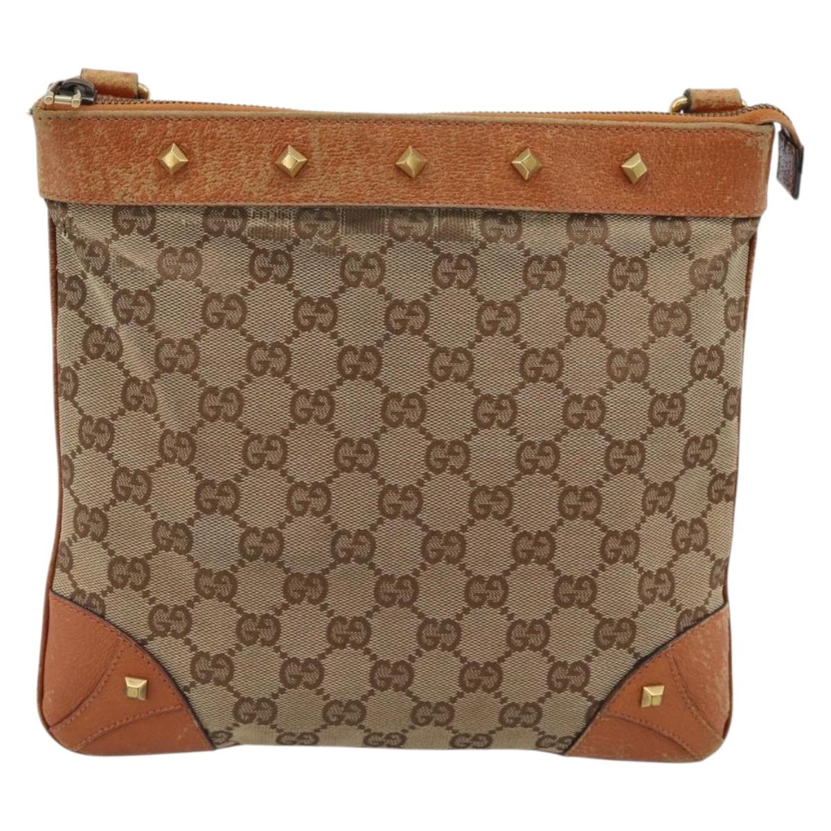 GUCCI GG Canvas Shoulder Bag Beige Gold 120893 Auth 183669
