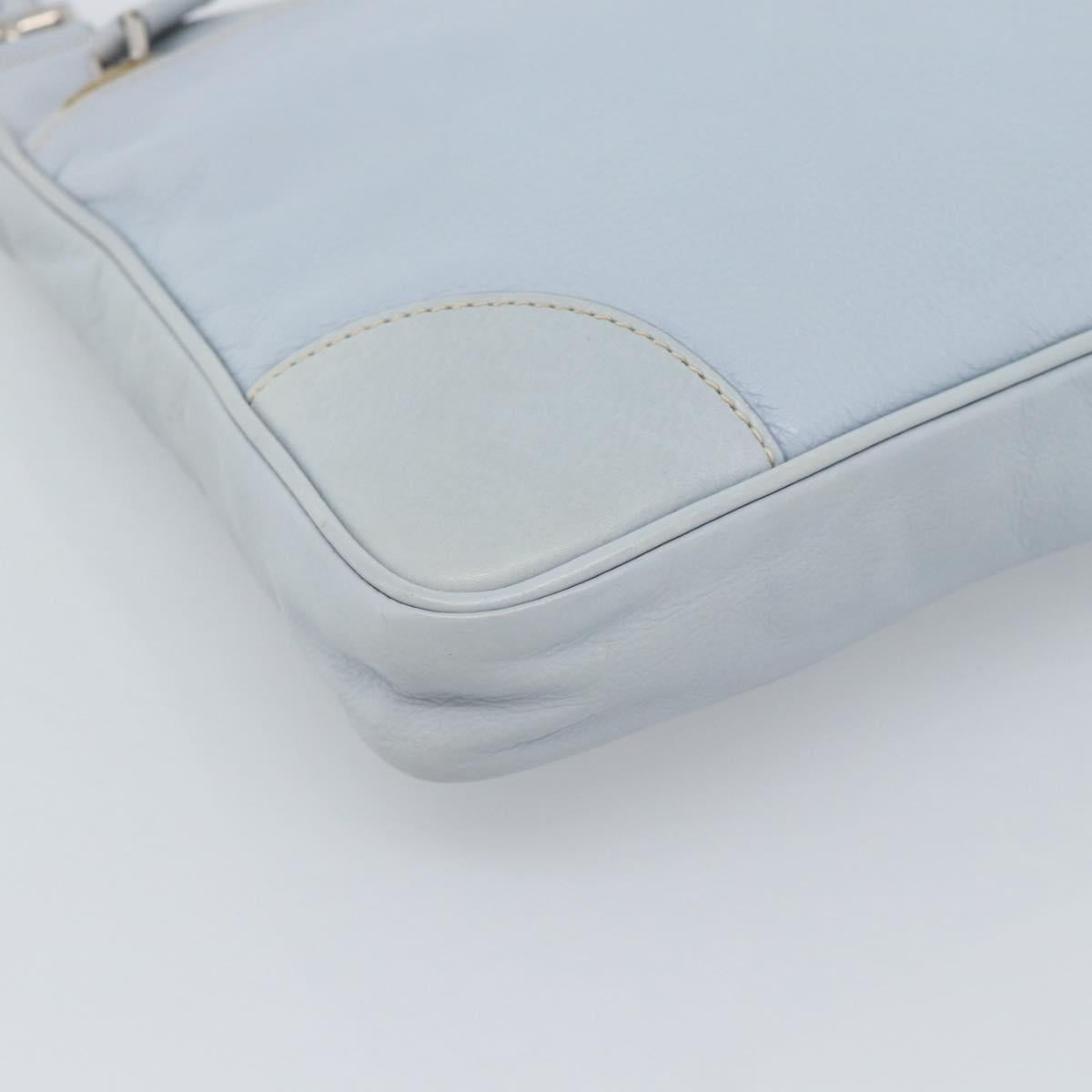 PRADA Shoulder Bag Leather Light Blue Silver Auth 183673A