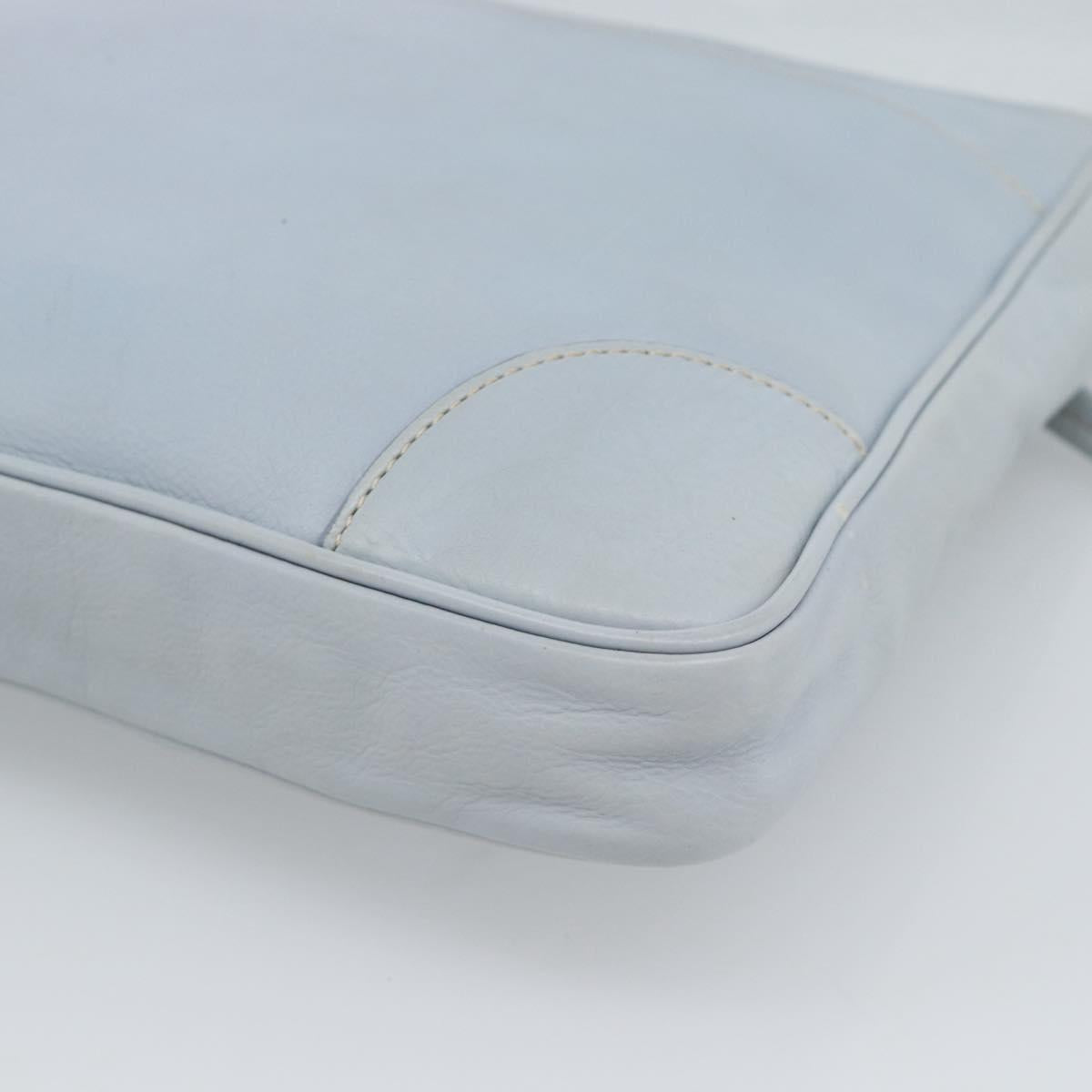 PRADA Shoulder Bag Leather Light Blue Silver Auth 183673A
