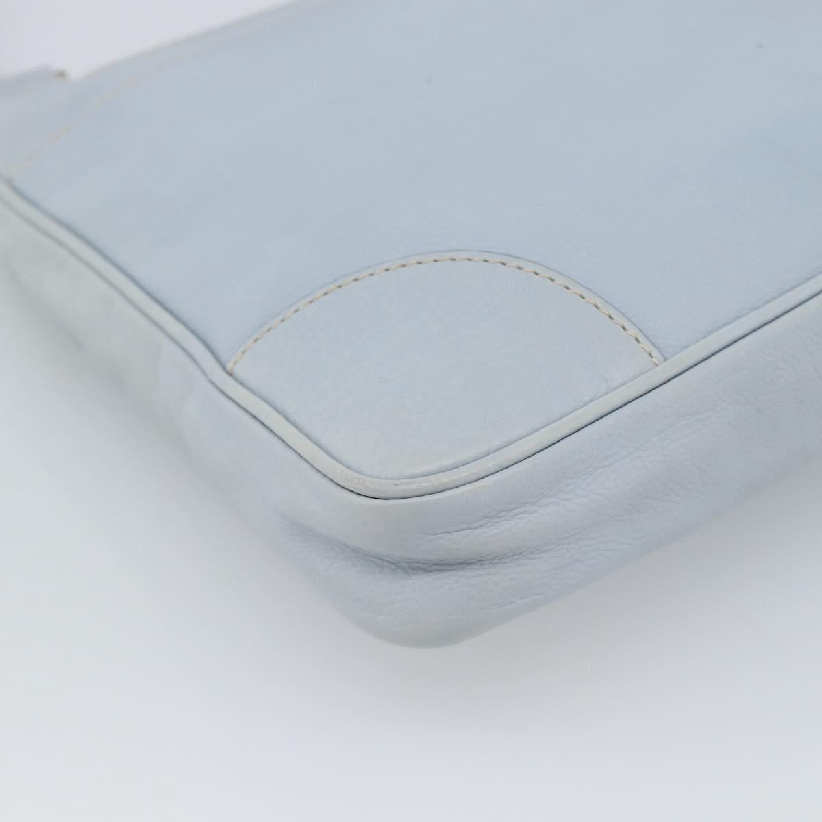 PRADA Shoulder Bag Leather Light Blue Silver Auth 183673A