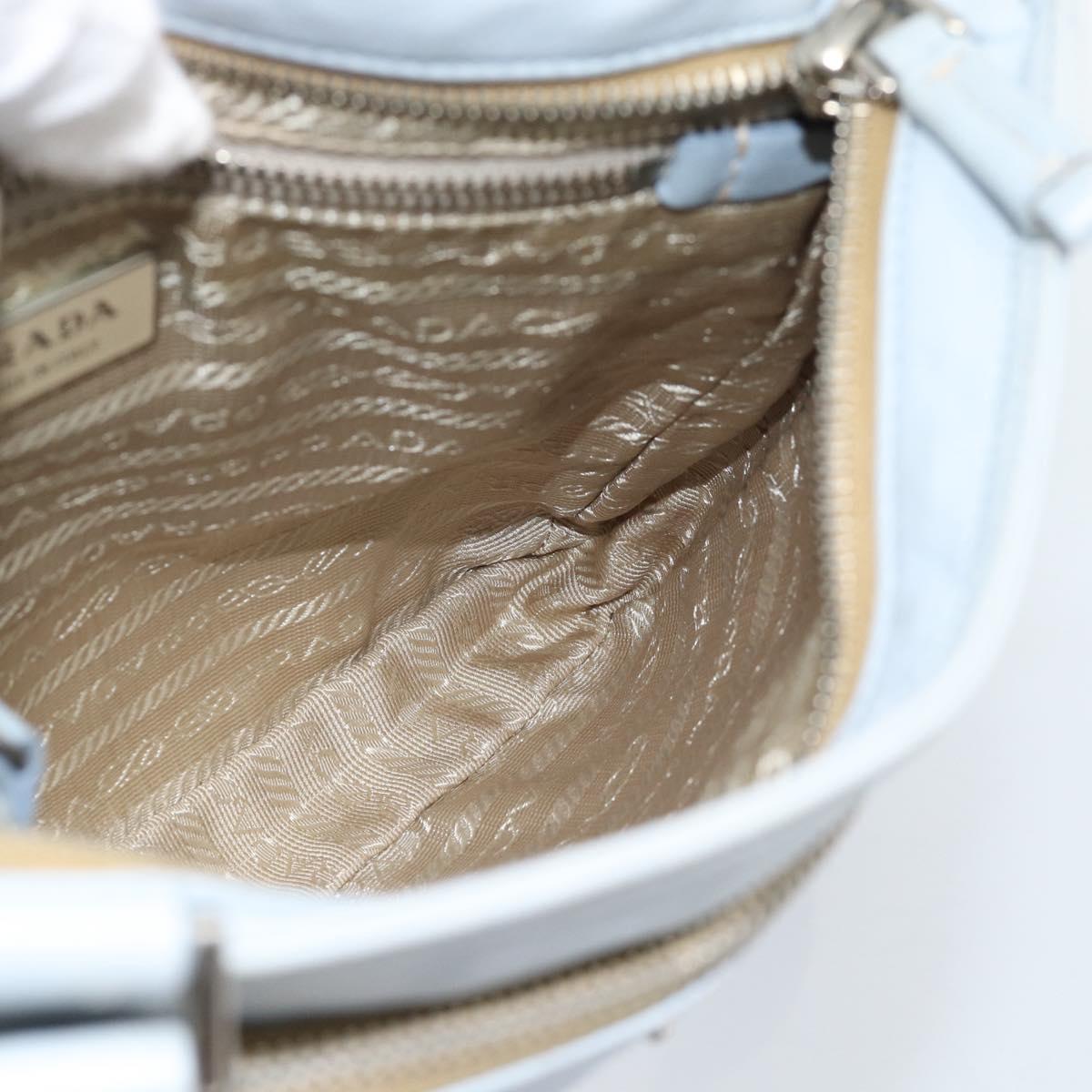 PRADA Shoulder Bag Leather Light Blue Silver Auth 183673A