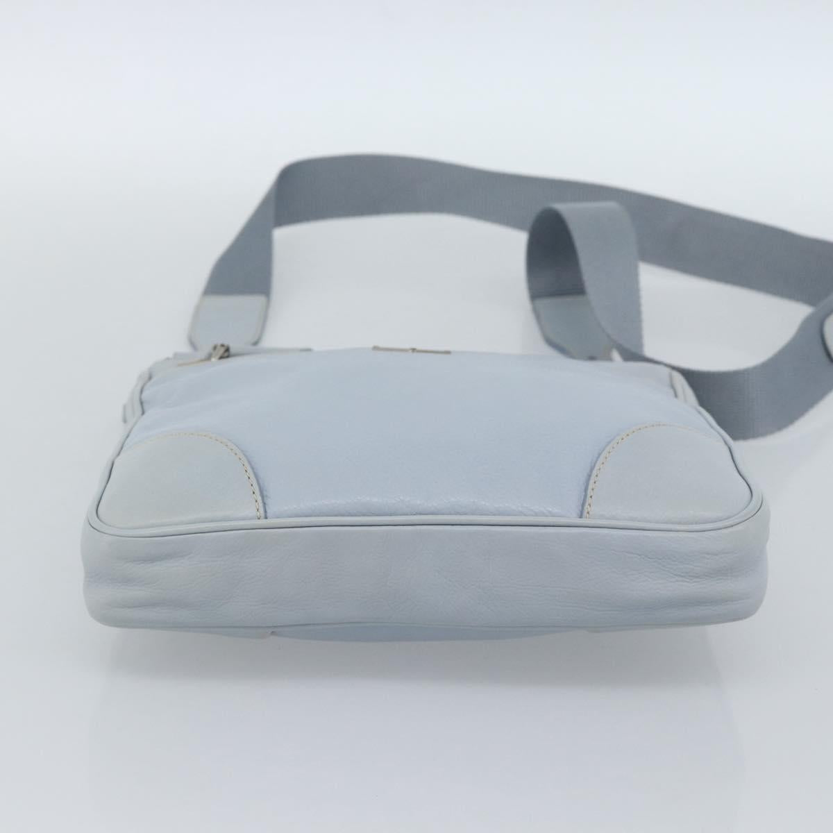 PRADA Shoulder Bag Leather Light Blue Silver Auth 183673A