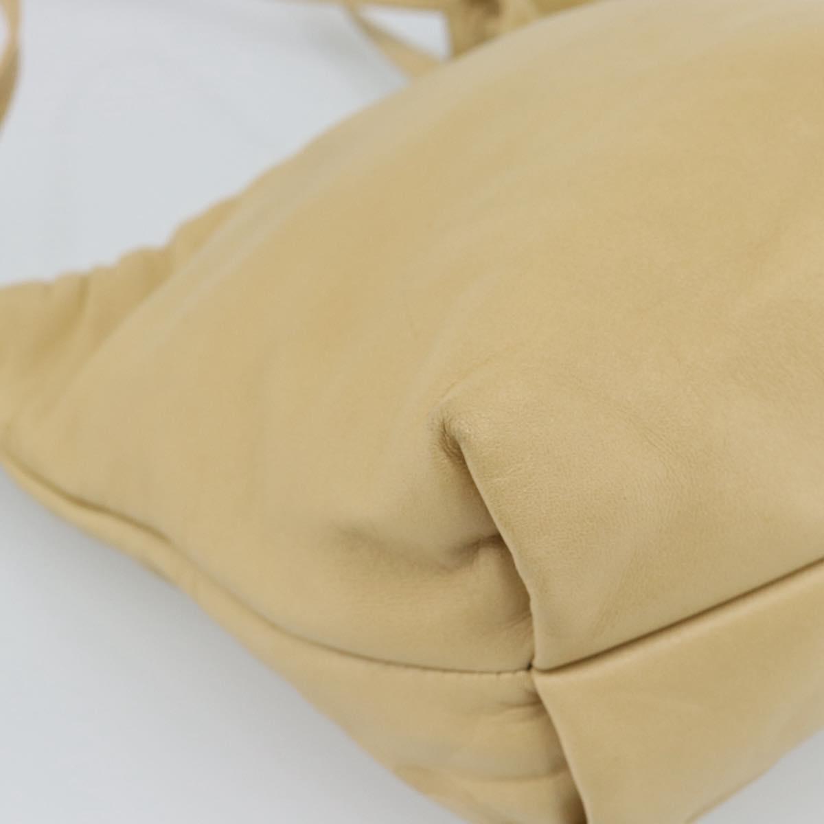 LOEWE Shoulder Bag Leather Beige Gold Auth 183674