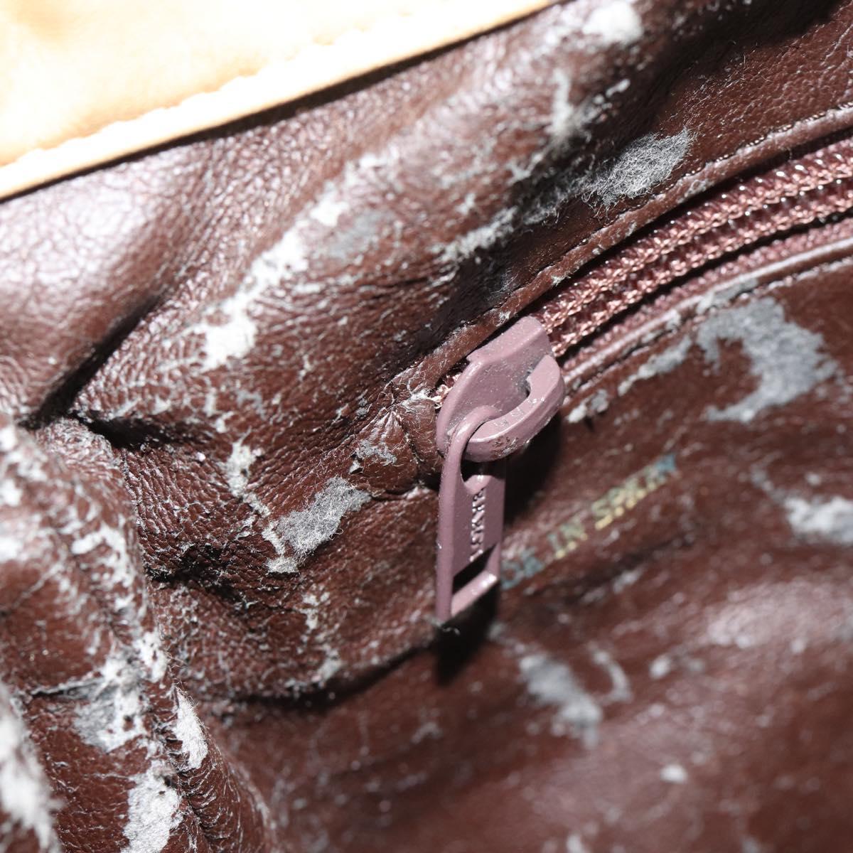LOEWE Shoulder Bag Leather Beige Gold Auth 183674